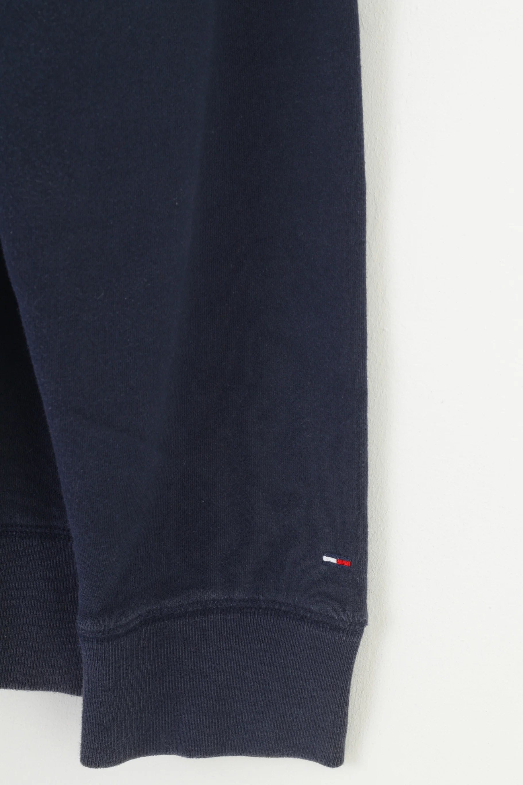 Hilfiger Denim Men M Sweatshirt Navy Cotton Full Zipper Vintage Top - Image 3