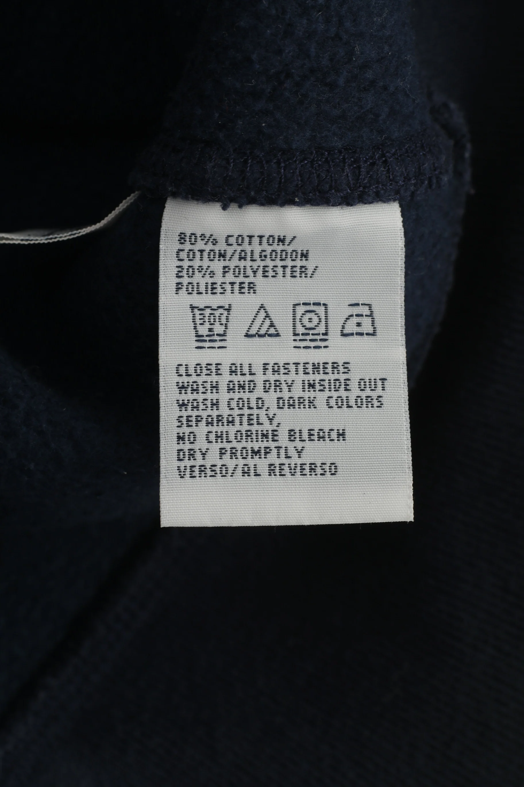 Hilfiger Denim Men M Sweatshirt Navy Cotton Full Zipper Vintage Top - Image 6