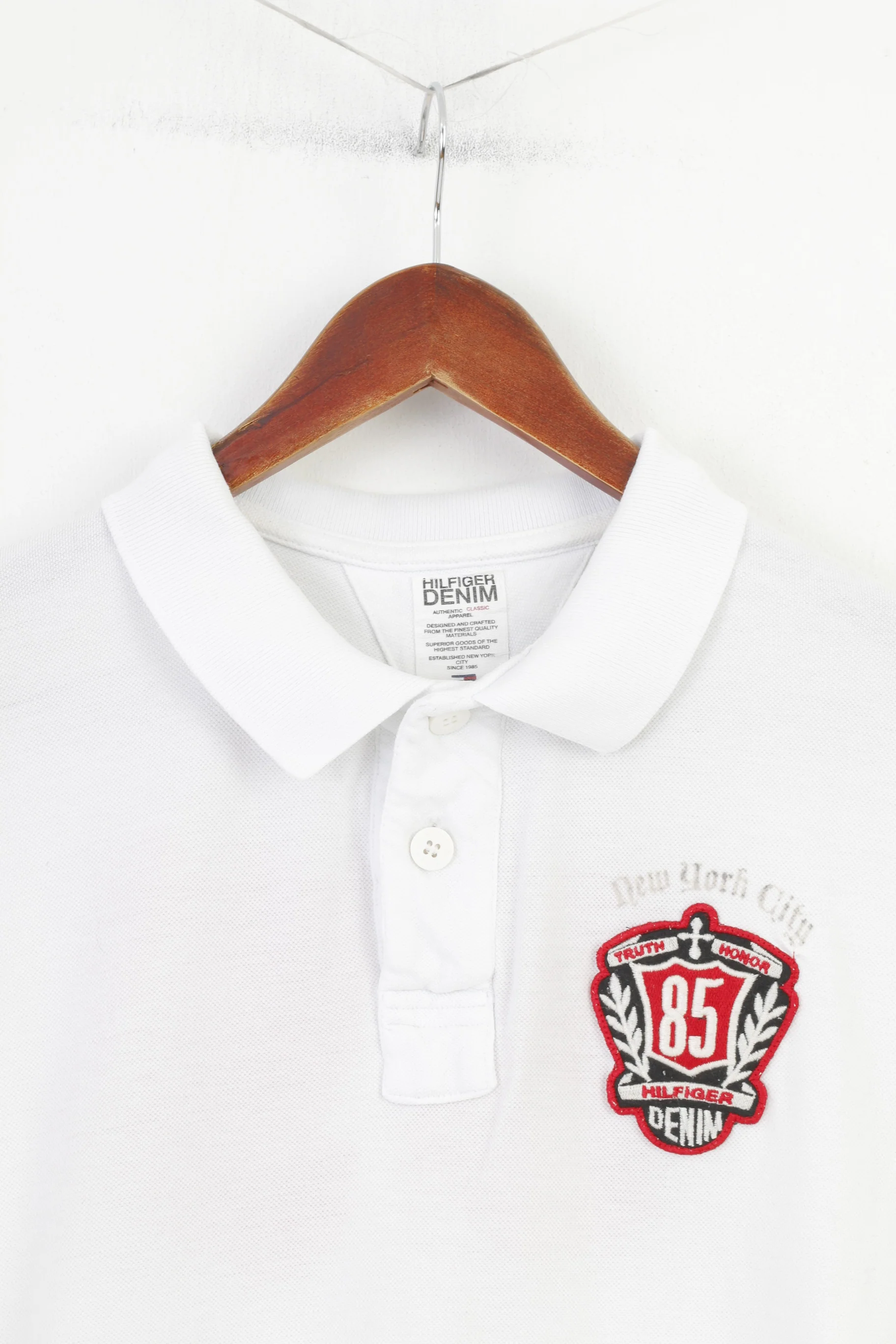 Hilfiger Denim Men S Polo Shirt White Sport Cotton Denim Short Sleeve Top - Image 2