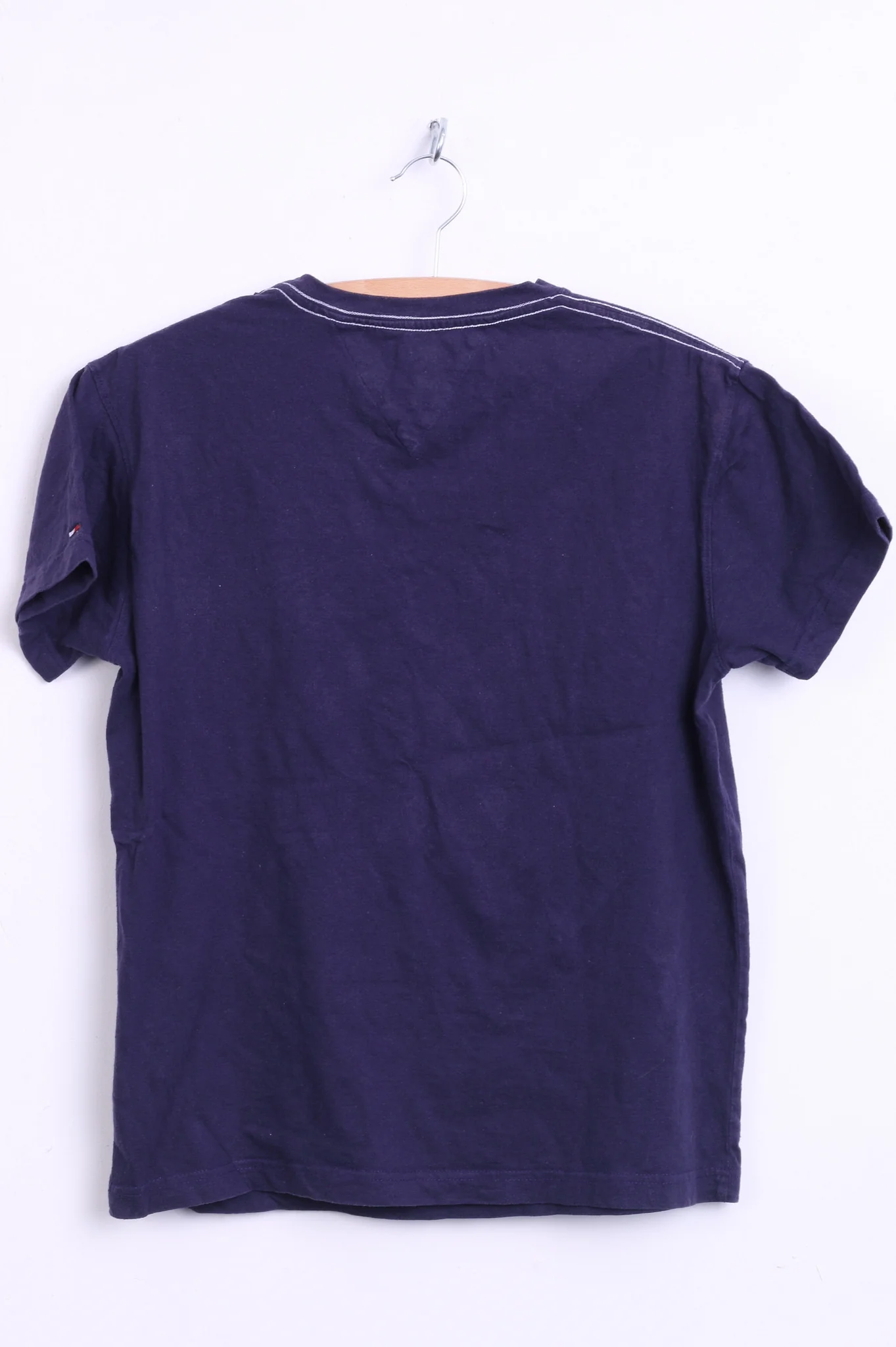 Hilfiger Denim Womens L Shirt Crew Neck Navy Cotton Raceways New York - Image 7