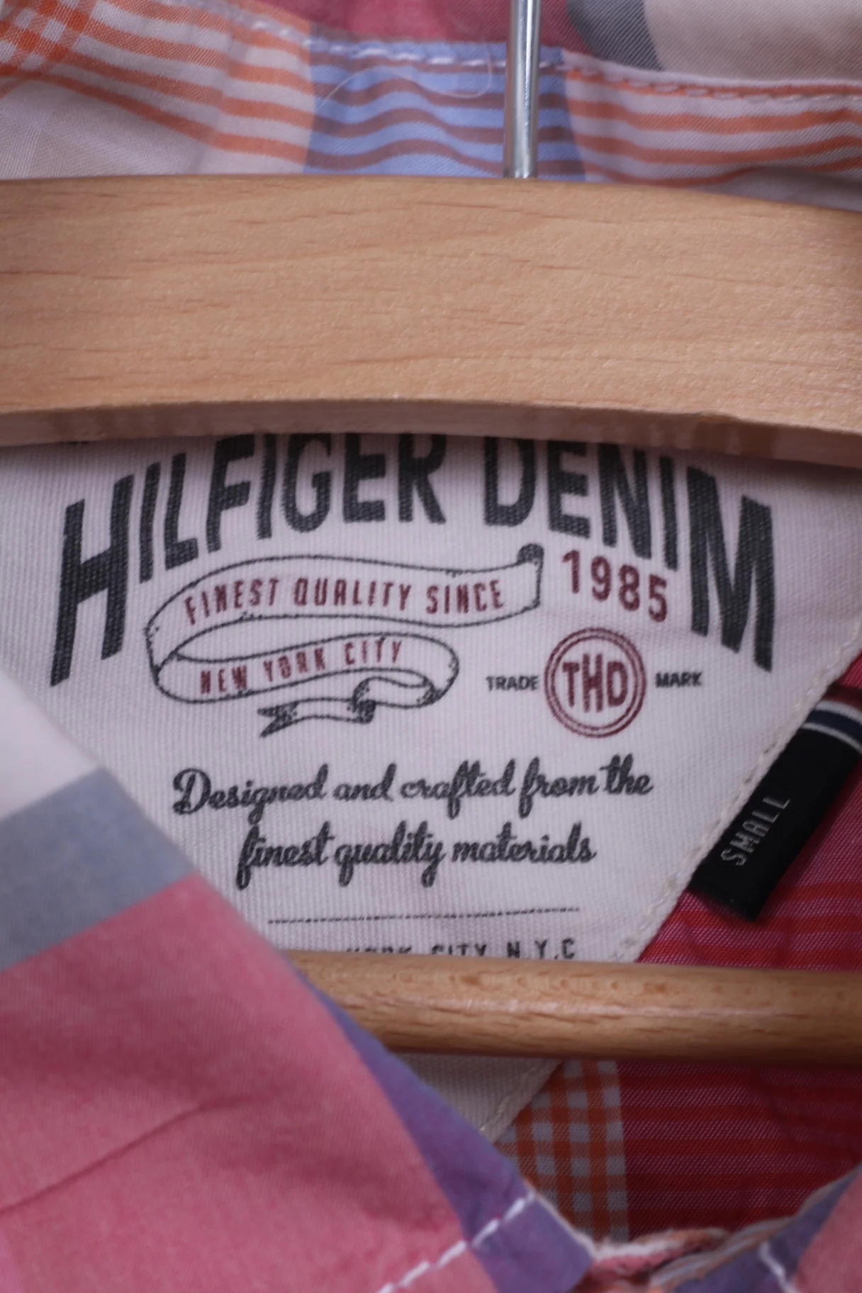 Hilfiger Denim Mens S Casual Shirt Pink Short Sleeve Check - Image 4