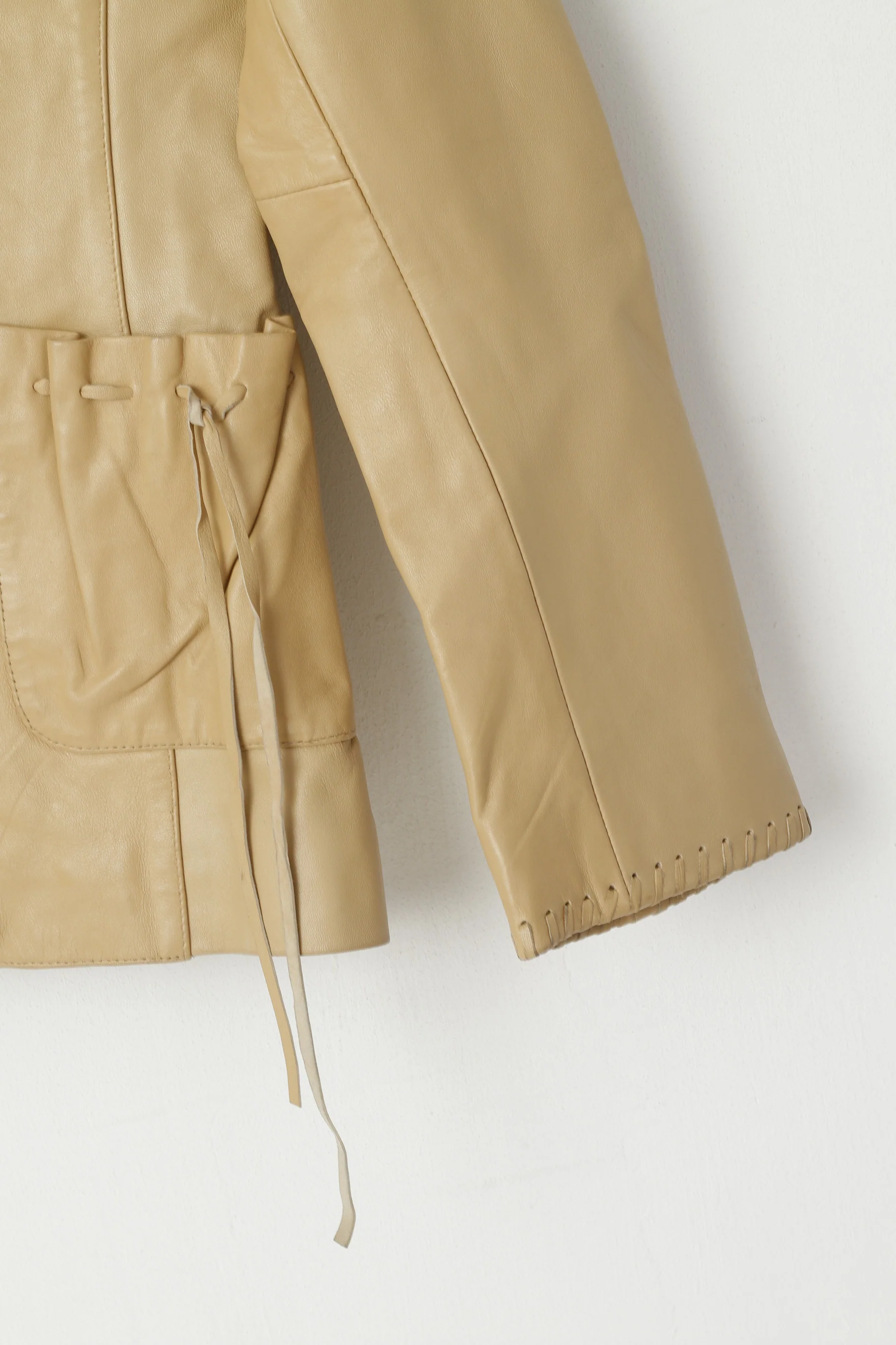 Hollies Stockholm Women 36 S Jacket Beige Leather Soft Boho Blazer - Image 4