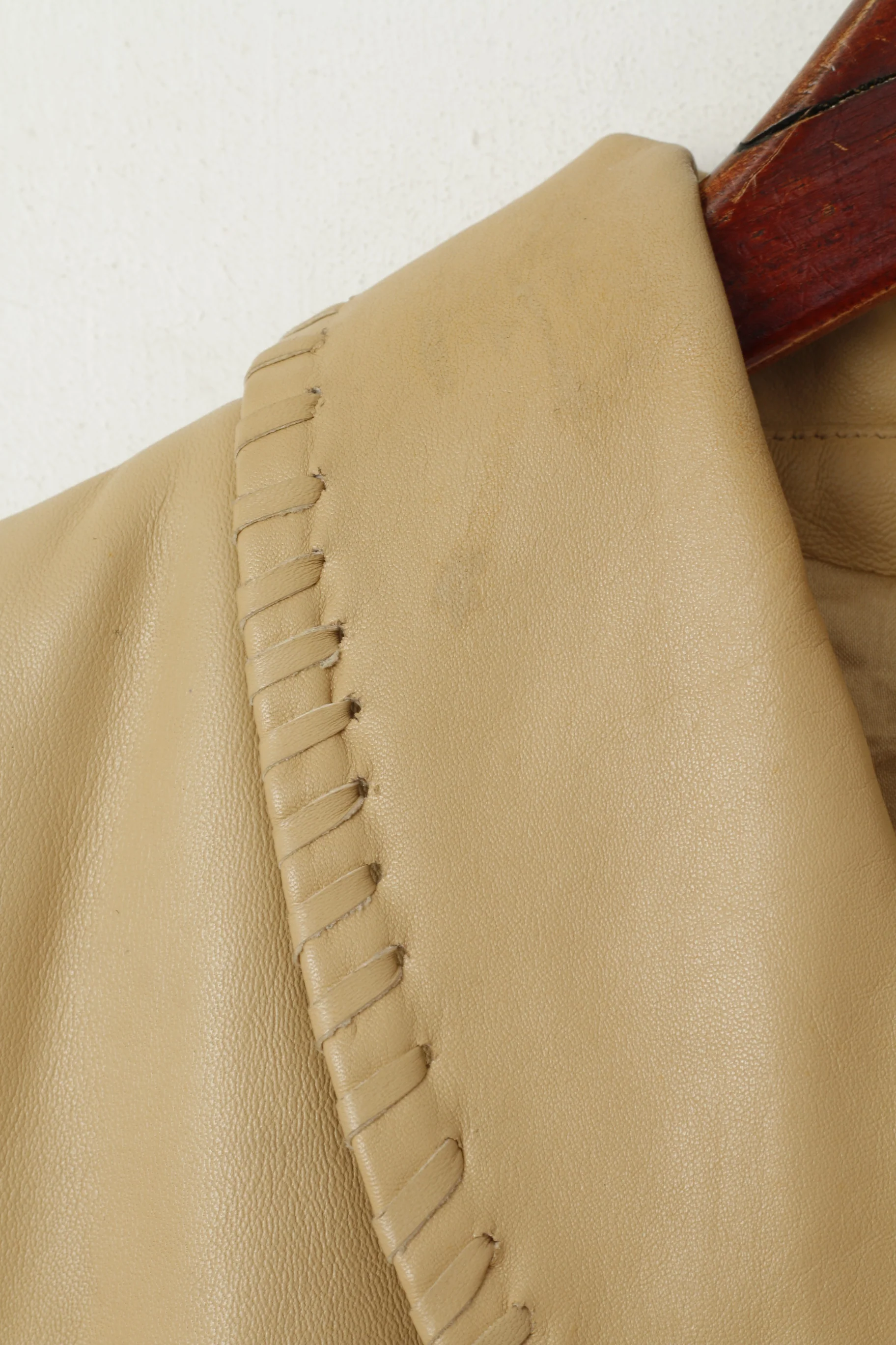 Hollies Stockholm Women 36 S Jacket Beige Leather Soft Boho Blazer - Image 5