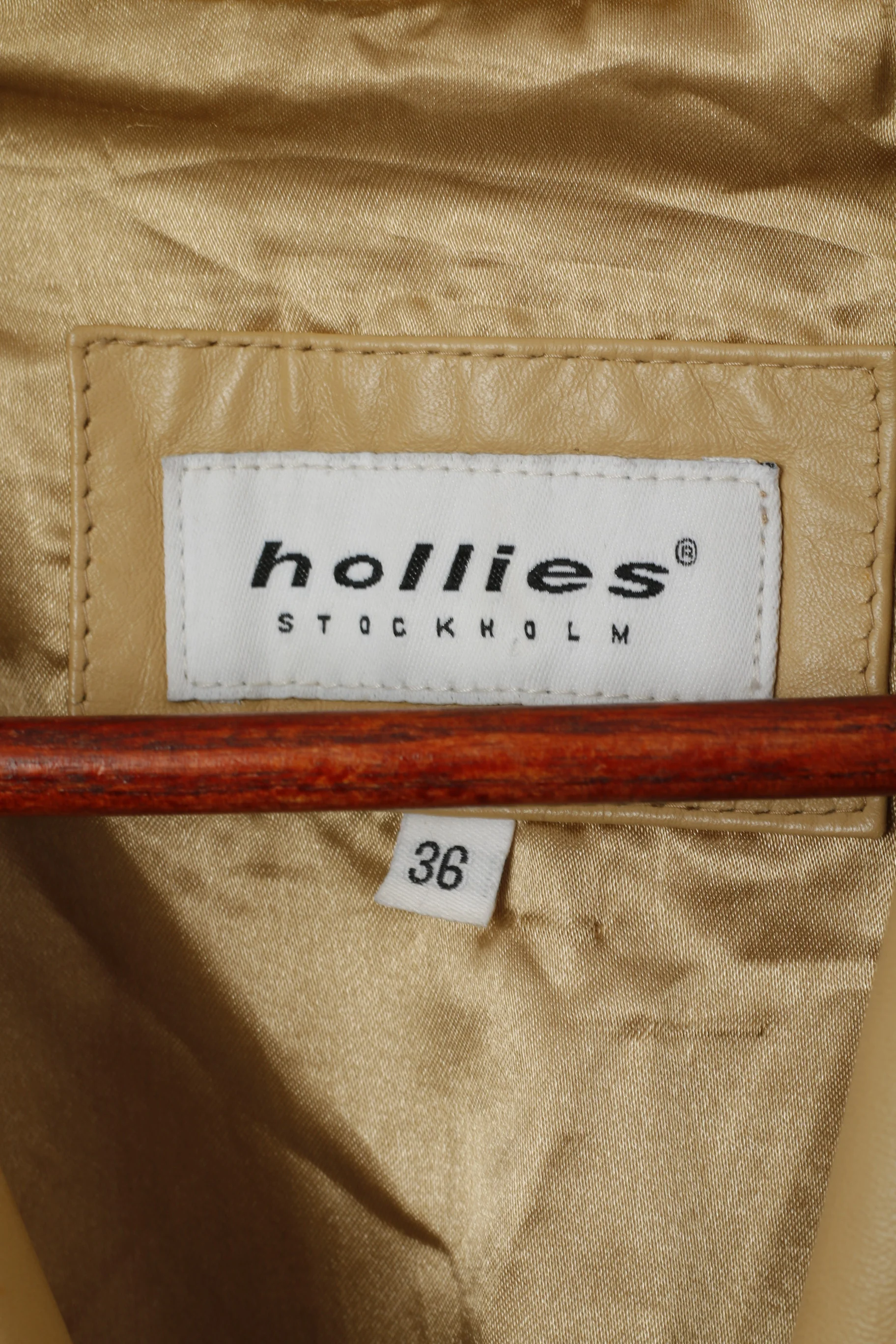 Hollies Stockholm Women 36 S Jacket Beige Leather Soft Boho Blazer - Image 6