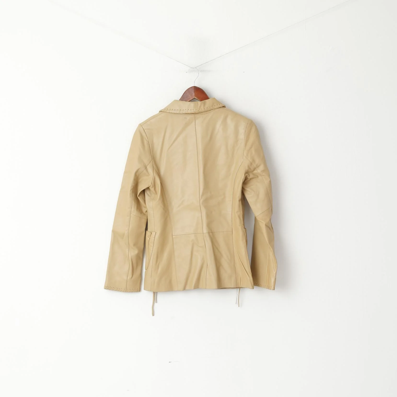 Hollies Stockholm Women 36 S Jacket Beige Leather Soft Boho Blazer - Image 9
