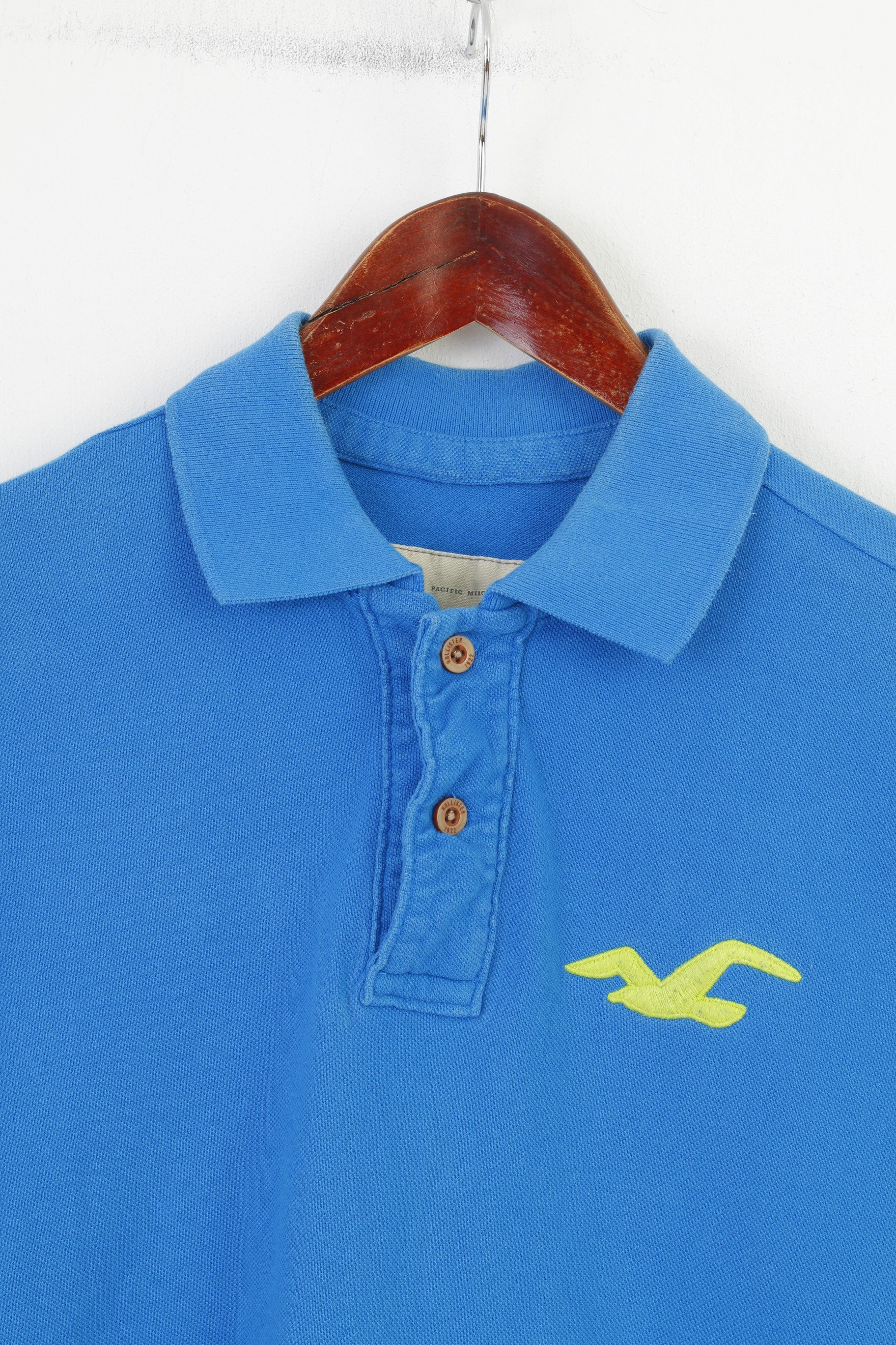 Hollister Men M Polo Shirt Blue Cotton Detailed  Slim Fit Top - Image 2