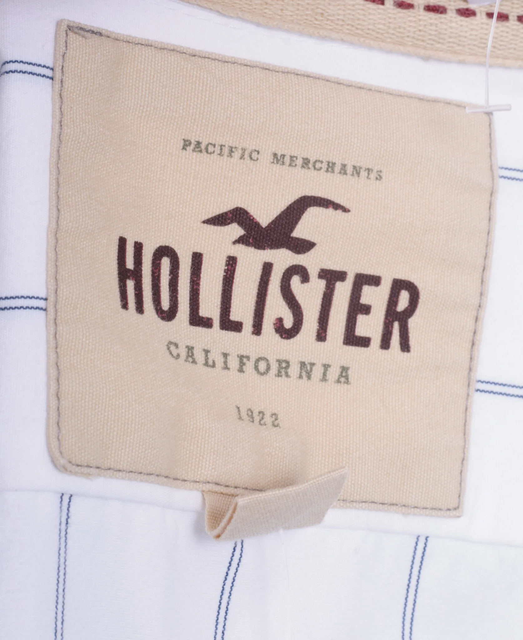 Hollister Mens M Casual Shirt White Striped Cotton Long Sleeve - Image 4