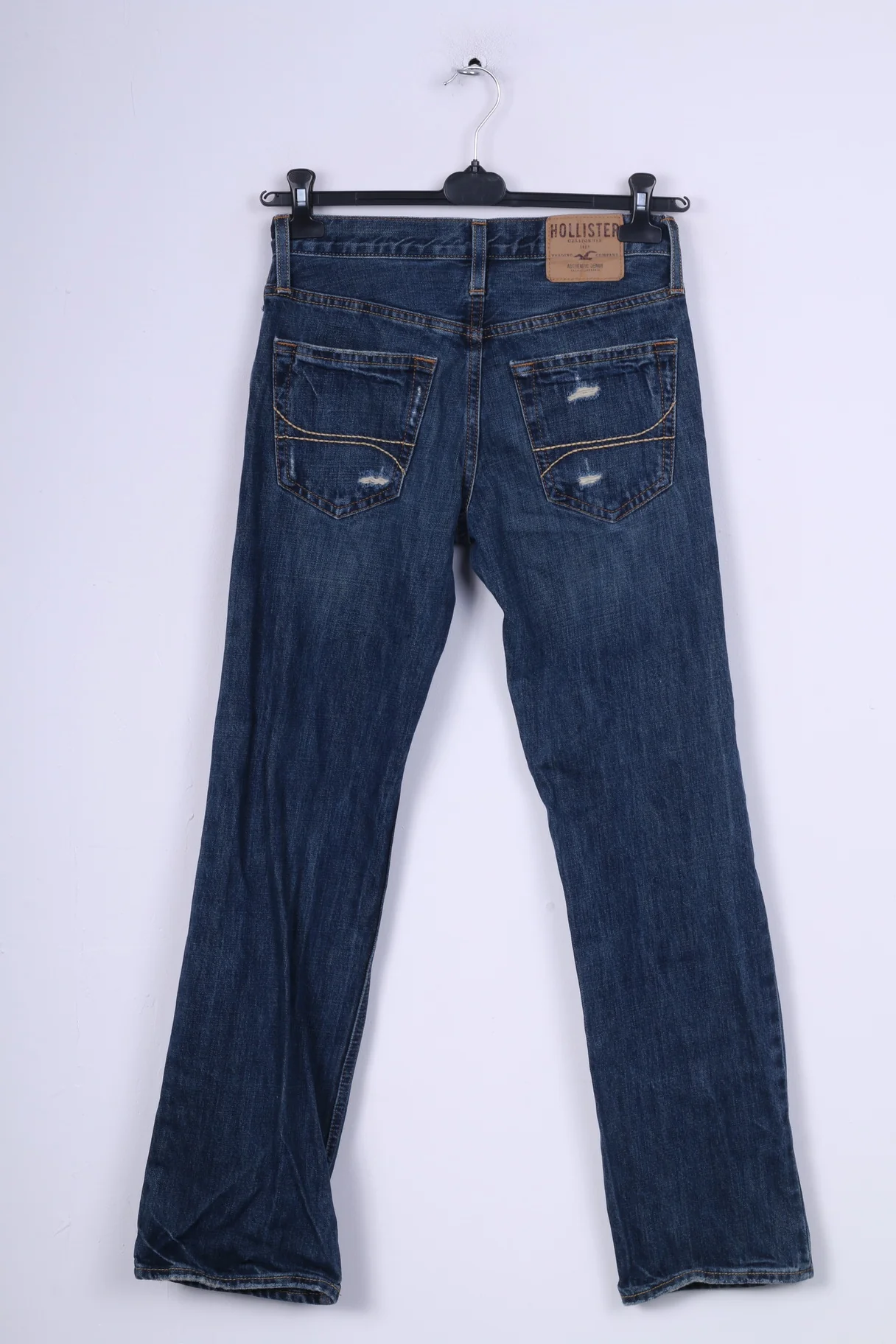 Hollister Womens W 28 L30 Trousers Navy Jeans Denim Cotton Ripped - Image 7