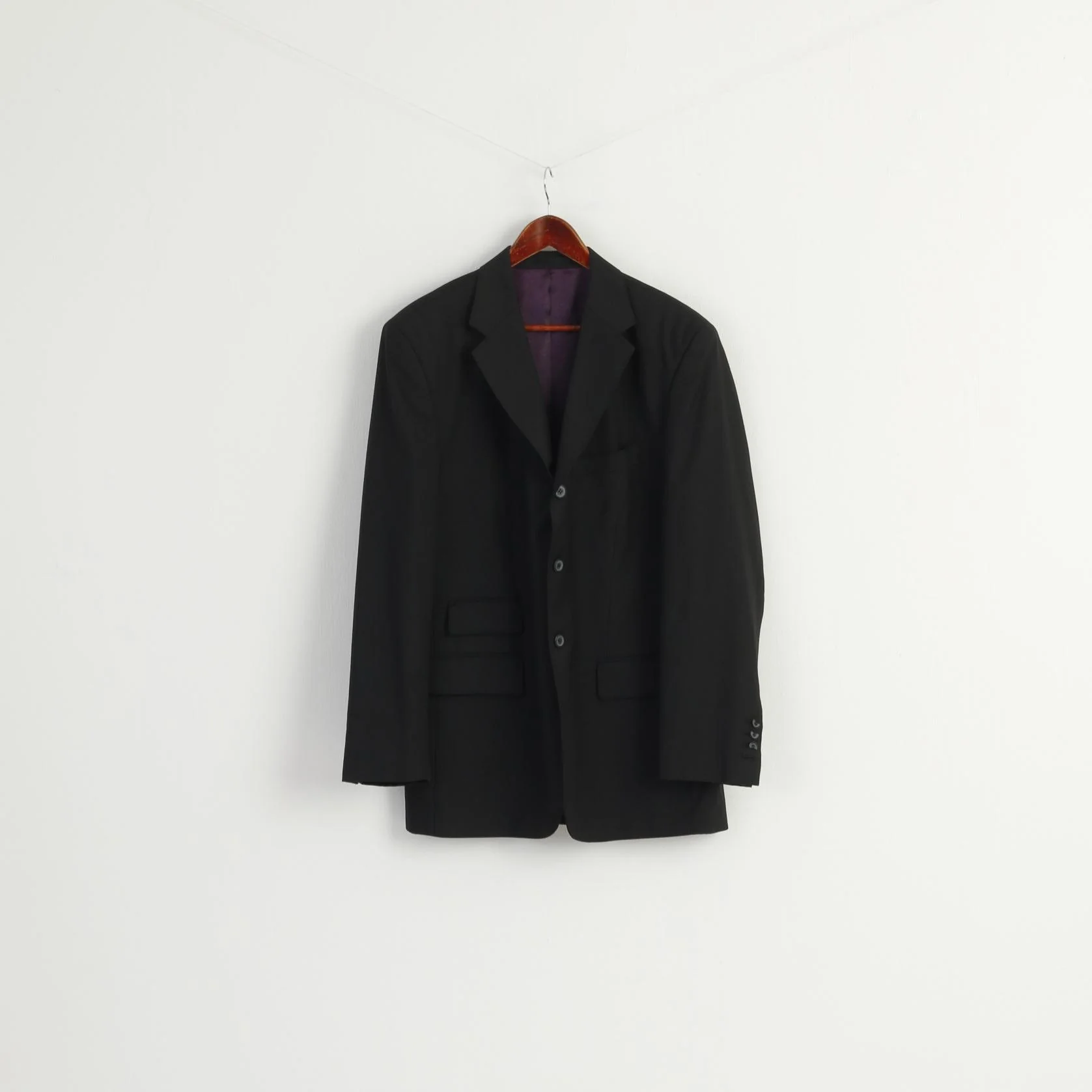 Katharine Hamnett Men 42 Blazer Black Wool Single Breasted Vintage Jacket