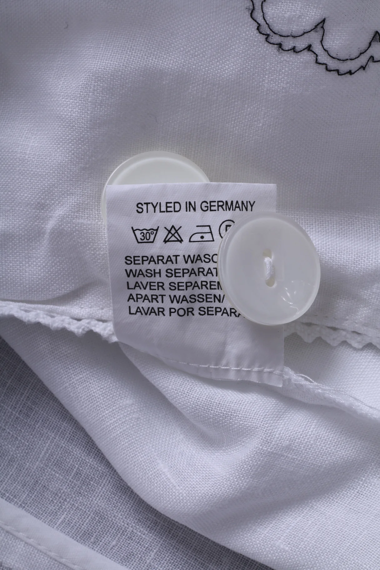 HUCKE Womens 14 XL Blazer White Embroidered Flowers Single Breasted Linen - Image 5