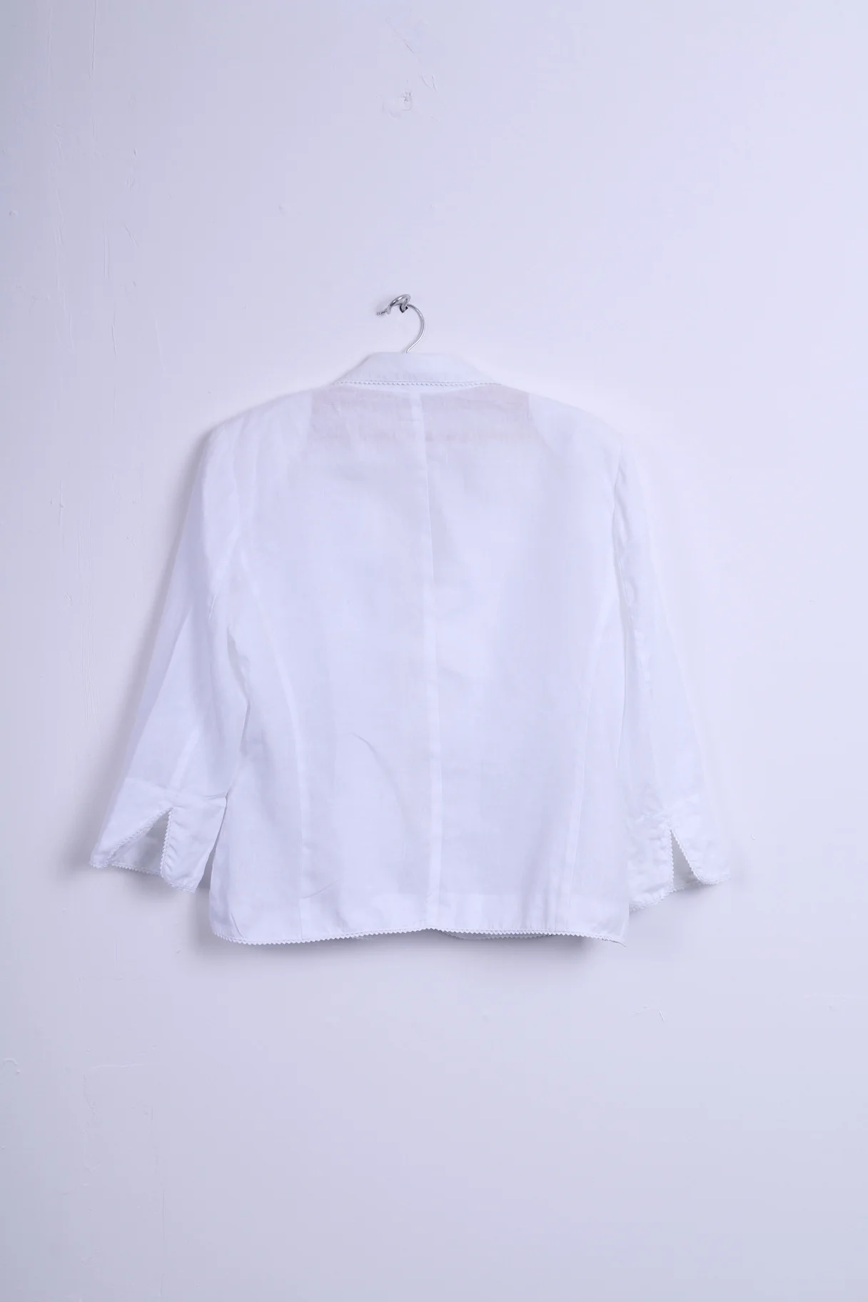 HUCKE Womens 14 XL Blazer White Embroidered Flowers Single Breasted Linen - Image 6