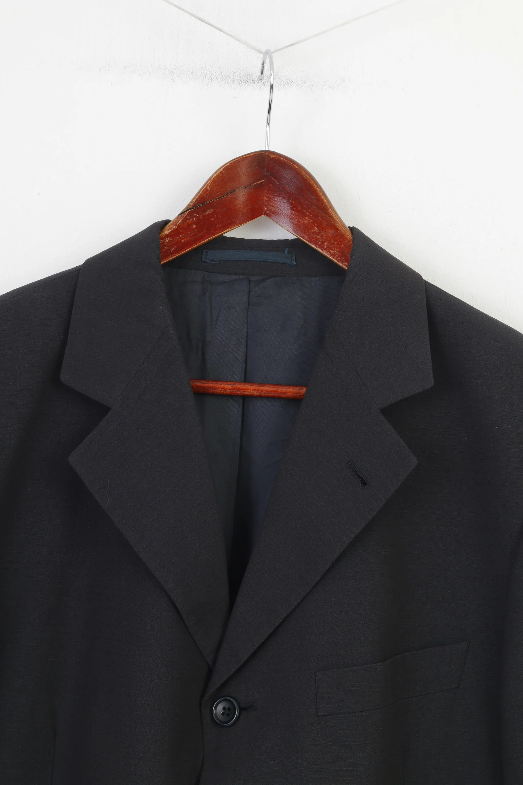 Hugo Boss Men 102 40 Blazer Navy Breasted Collar Bottoms Wool Jacket - Image 2