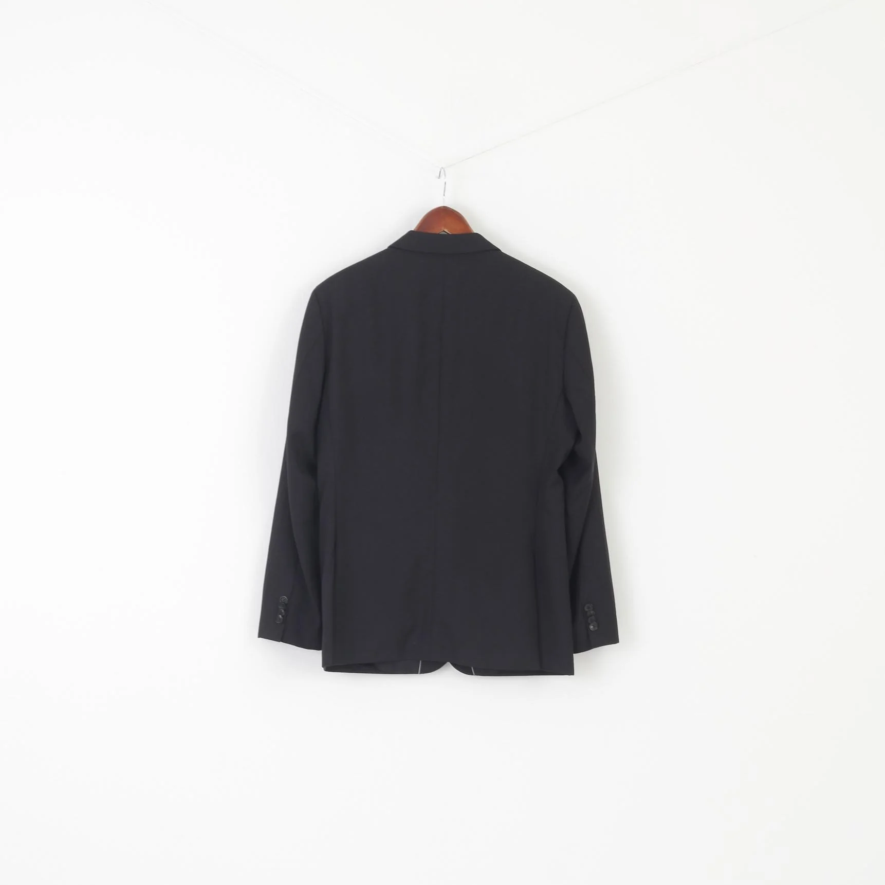 Hugo Boss Men 25 40 Blazer Black 100% Wool Single Breasted Vintage Jacket - Image 7