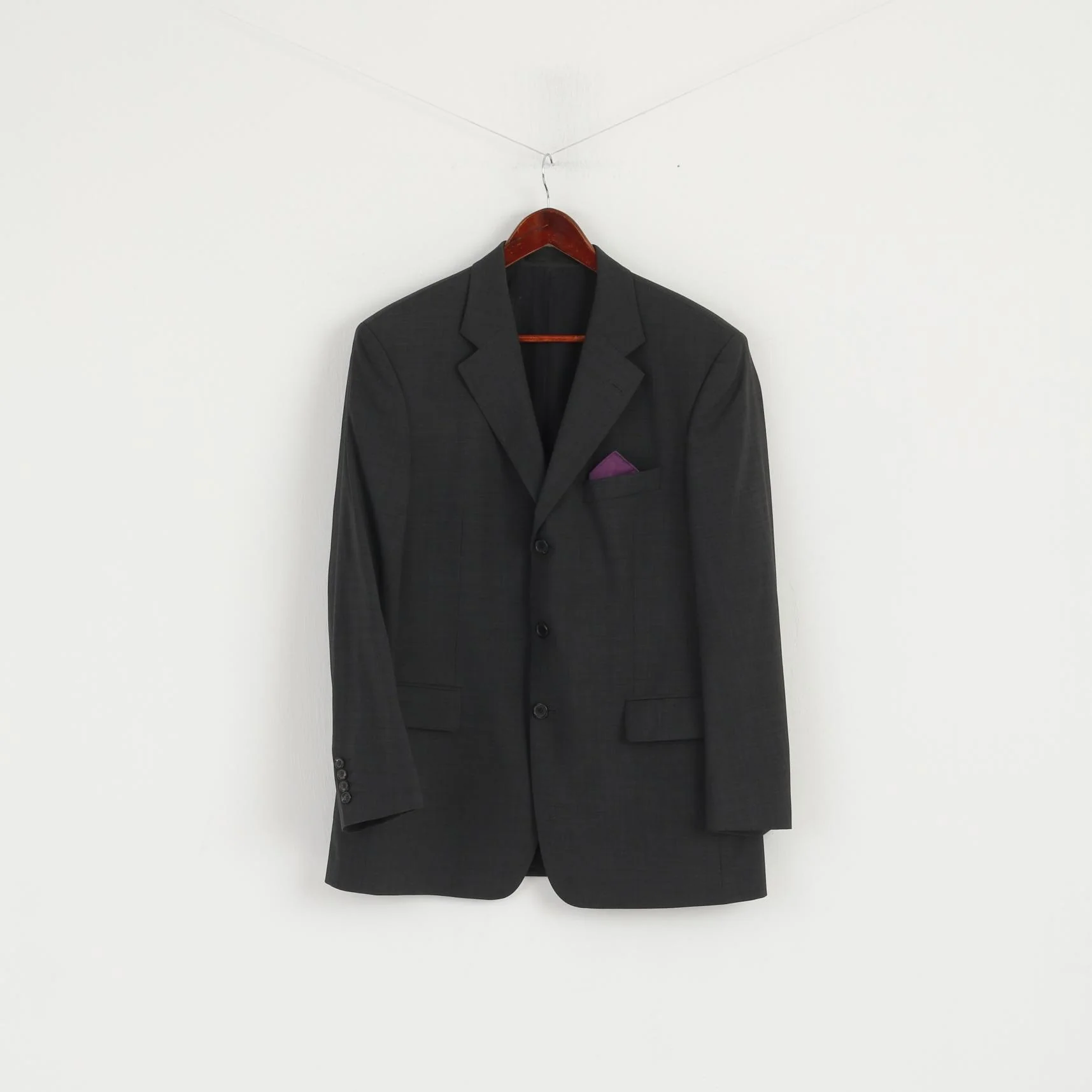 Hugo Boss Men 25 40 Blazer Charcoal Virgin Wool Da Vinci Single Breasted Jacket - Image 2