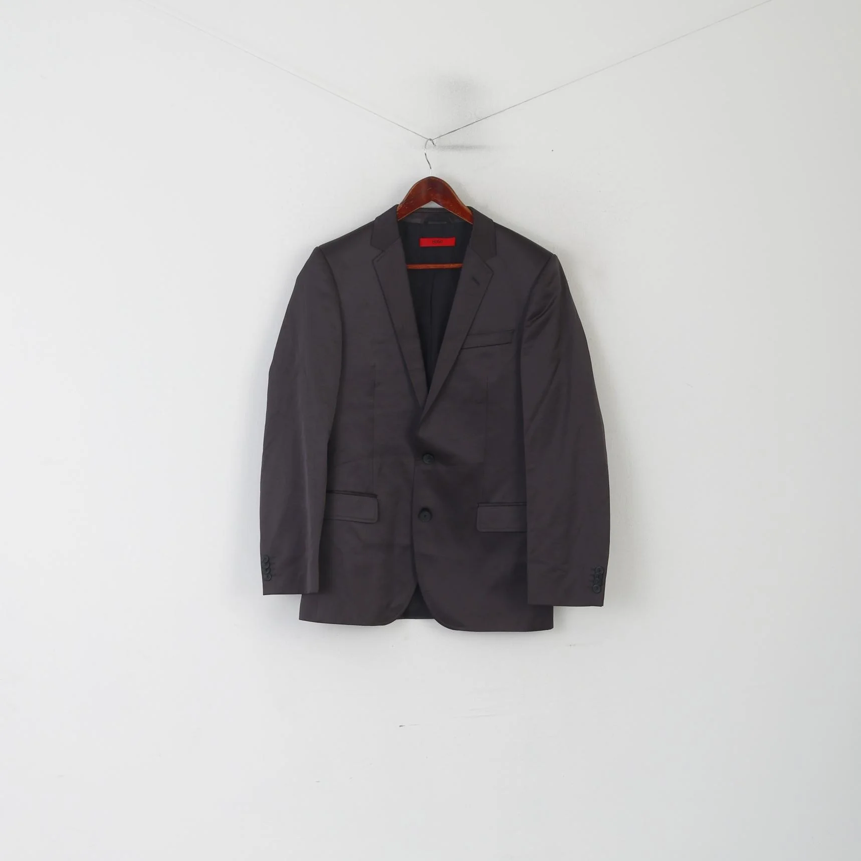 Hugo Boss Men 38 48 Blazer Black Shiny Alko Heise Single Breasted Jacket - Image 2