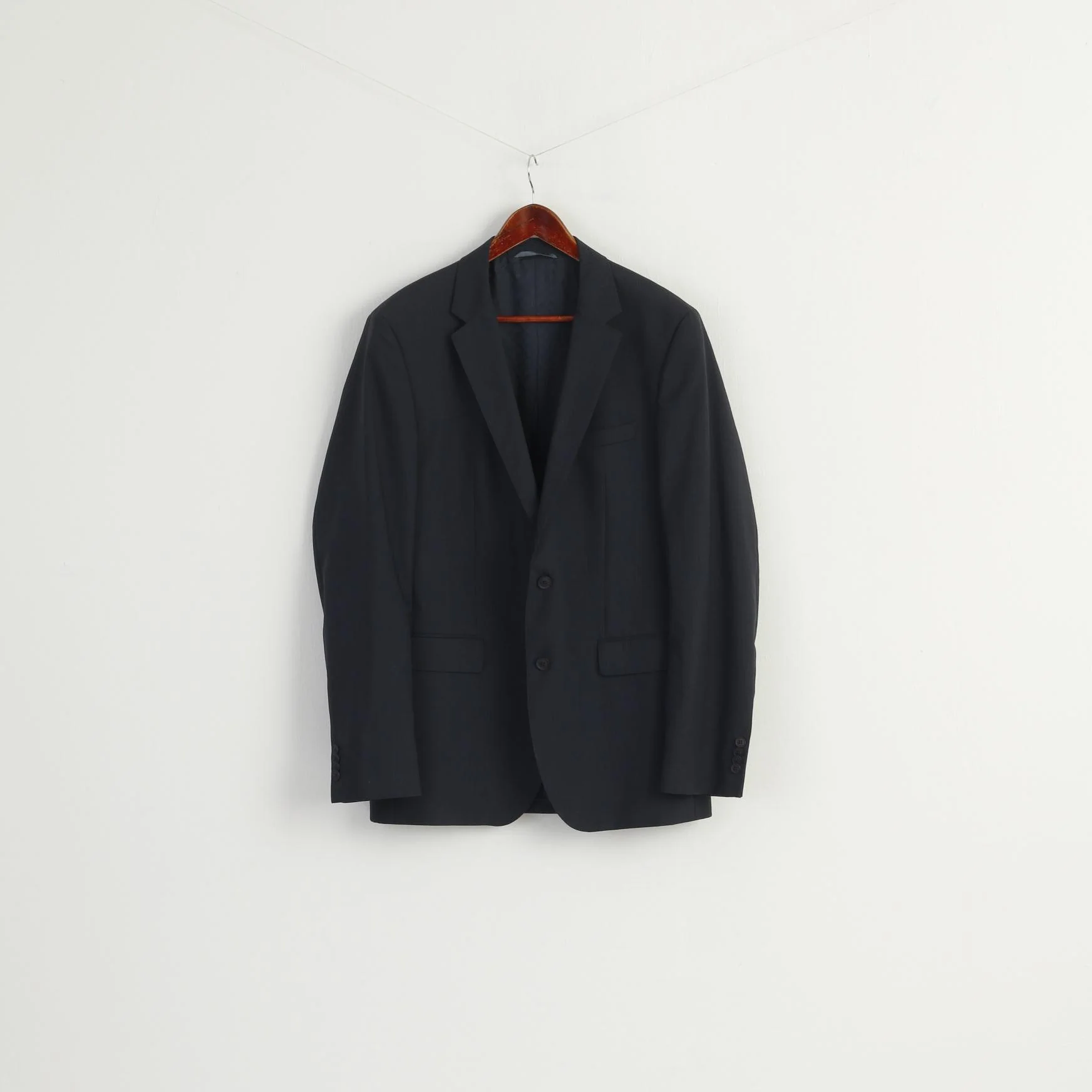 Hugo Boss Men 42 102 Blazer Navy Virgin Wool Striped Single Breasted Jacket