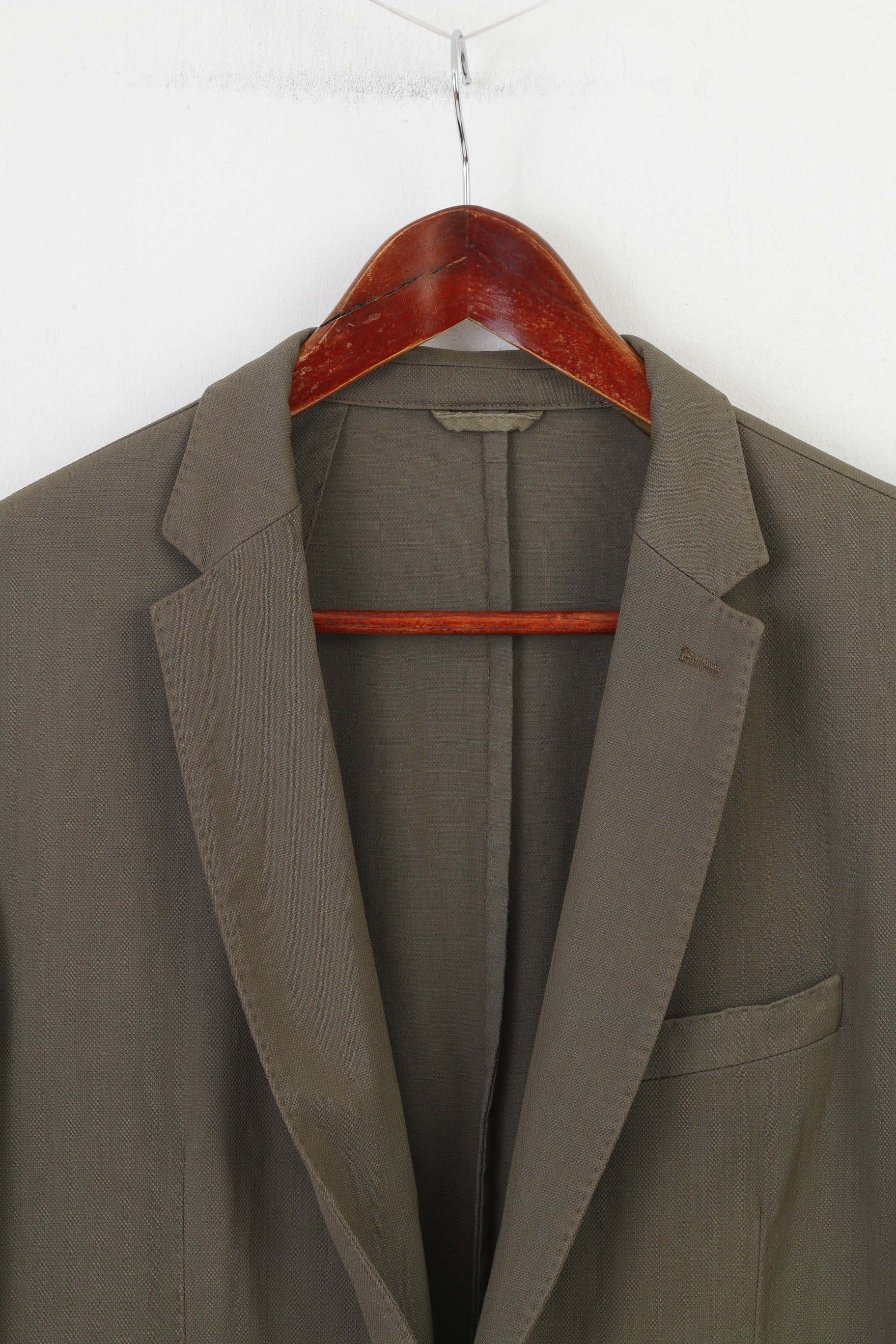 Hugo Boss Men 42 52 Blazer Khaki Wool Super 110 Breasted Jacket Top - Image 2