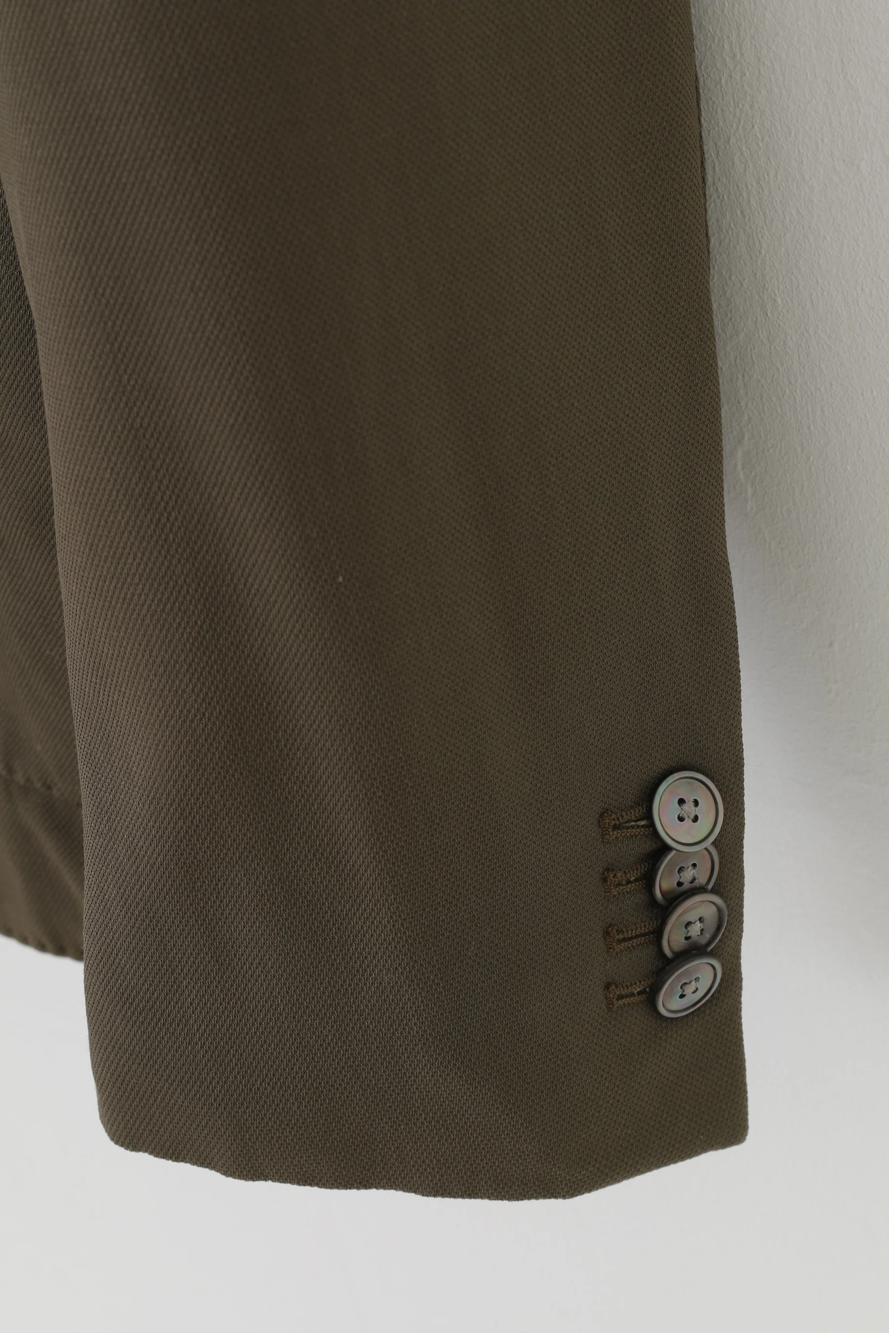 Hugo Boss Men 42 52 Blazer Khaki Wool Super 110 Breasted Jacket Top - Image 3