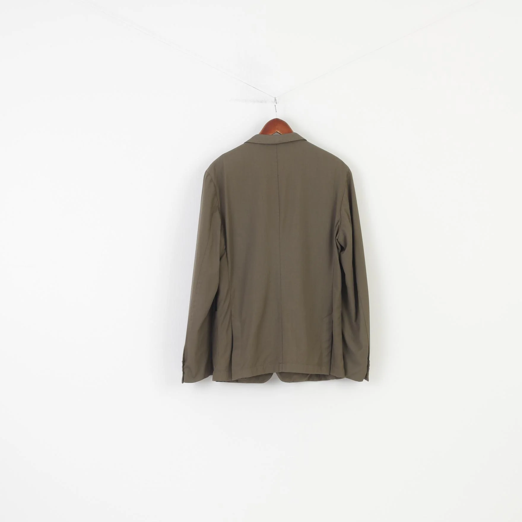 Hugo Boss Men 42 52 Blazer Khaki Wool Super 110 Breasted Jacket Top - Image 6