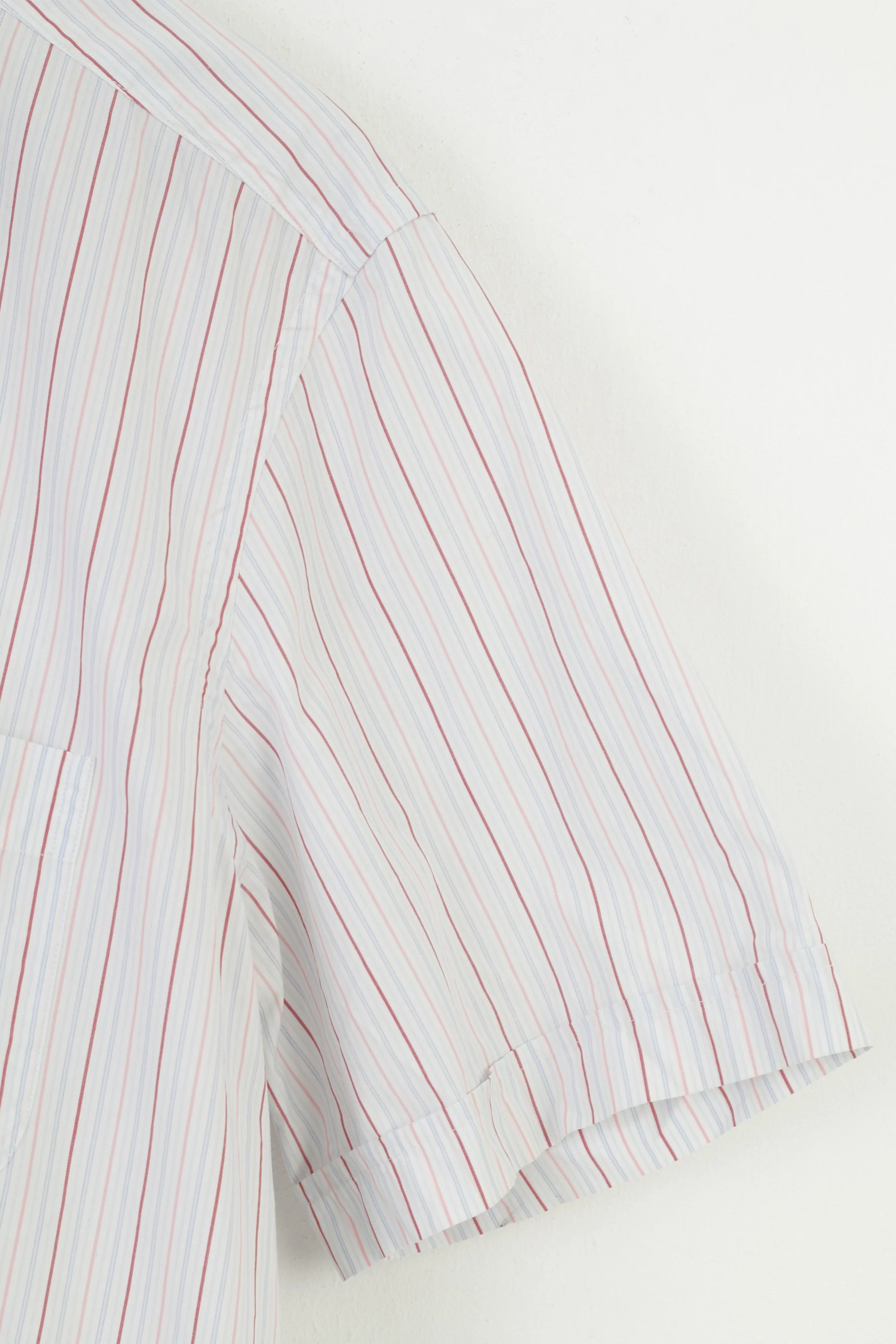 Hugo Boss Men 44 17.5  Casual Shirt Short Sleeve  Cotton Classic Striped White Top - Image 3