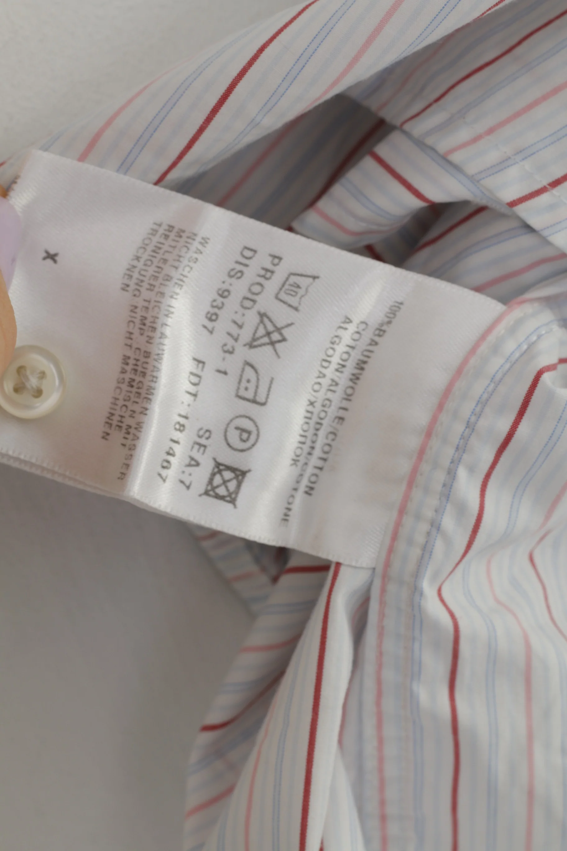 Hugo Boss Men 44 17.5  Casual Shirt Short Sleeve  Cotton Classic Striped White Top - Image 5