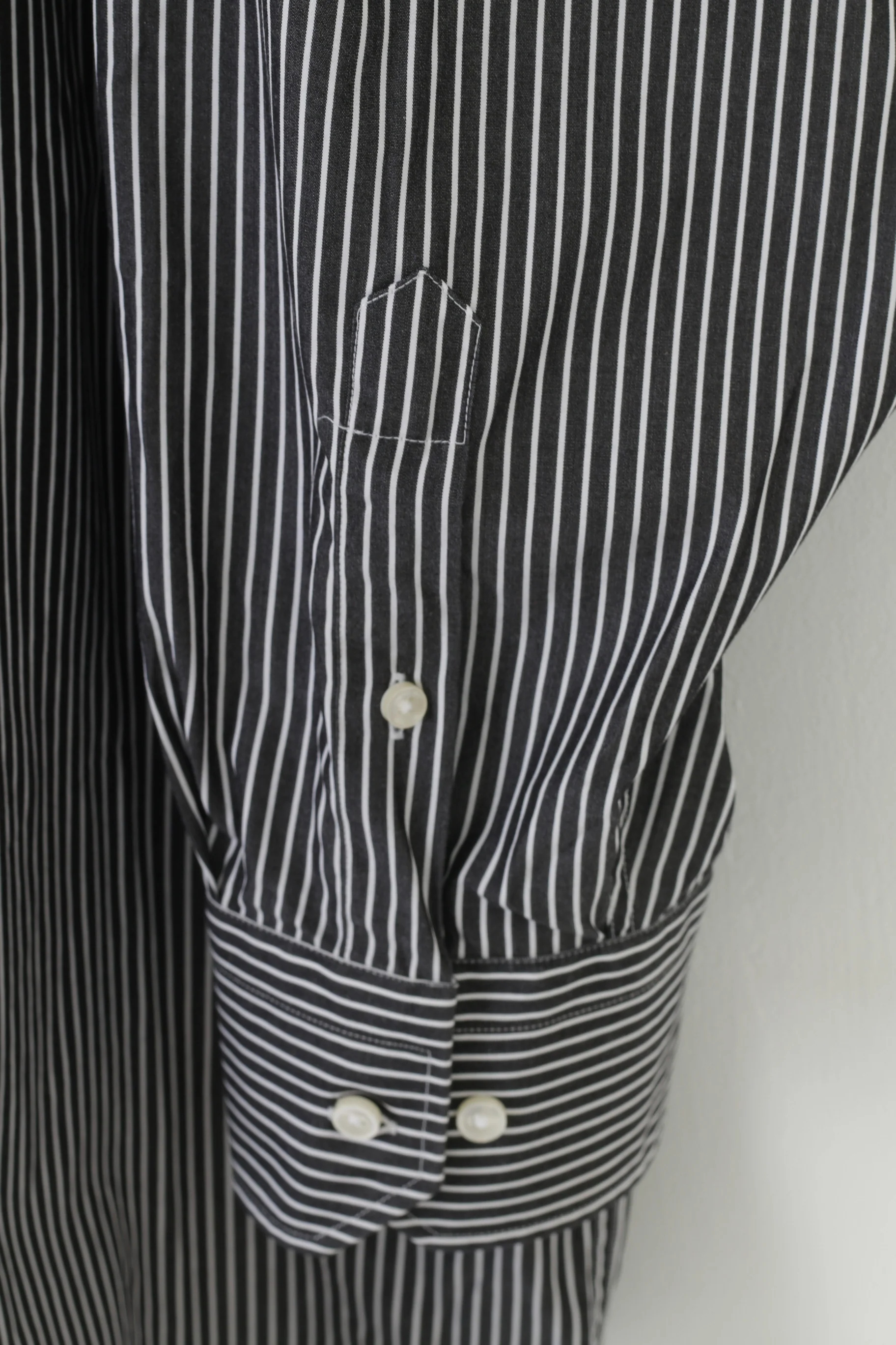 Hugo Boss Men 50 19 3/4 3XL Casual Shirt Black Cotton Striped Long Sleeve Classic Top - Image 3
