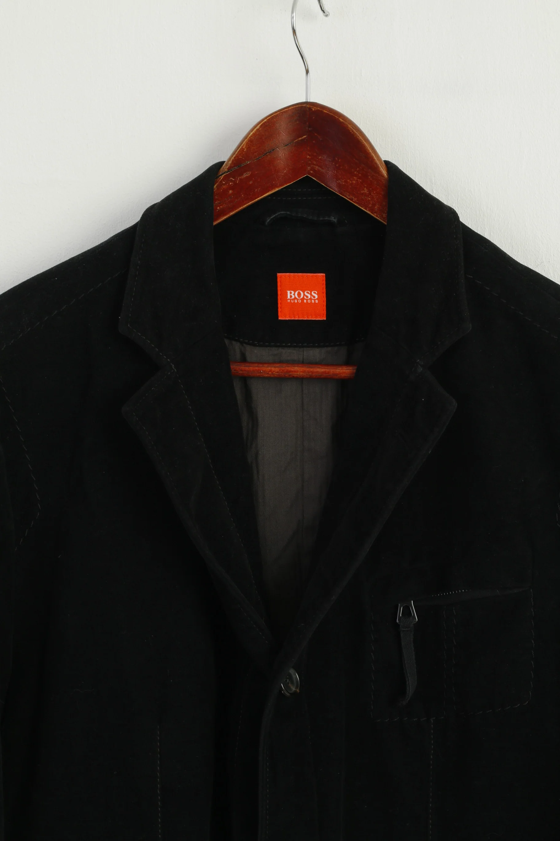 Hugo Boss Men 50 40 Blazer Black Cotton Sport Pockets Single Breasted Jacket - Image 3