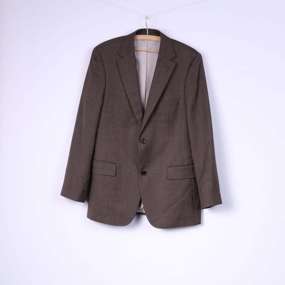 Hugo Boss Men 50 40 Blazer Brown Vintage Pure Wool Single Breasted Jacket - Image 2
