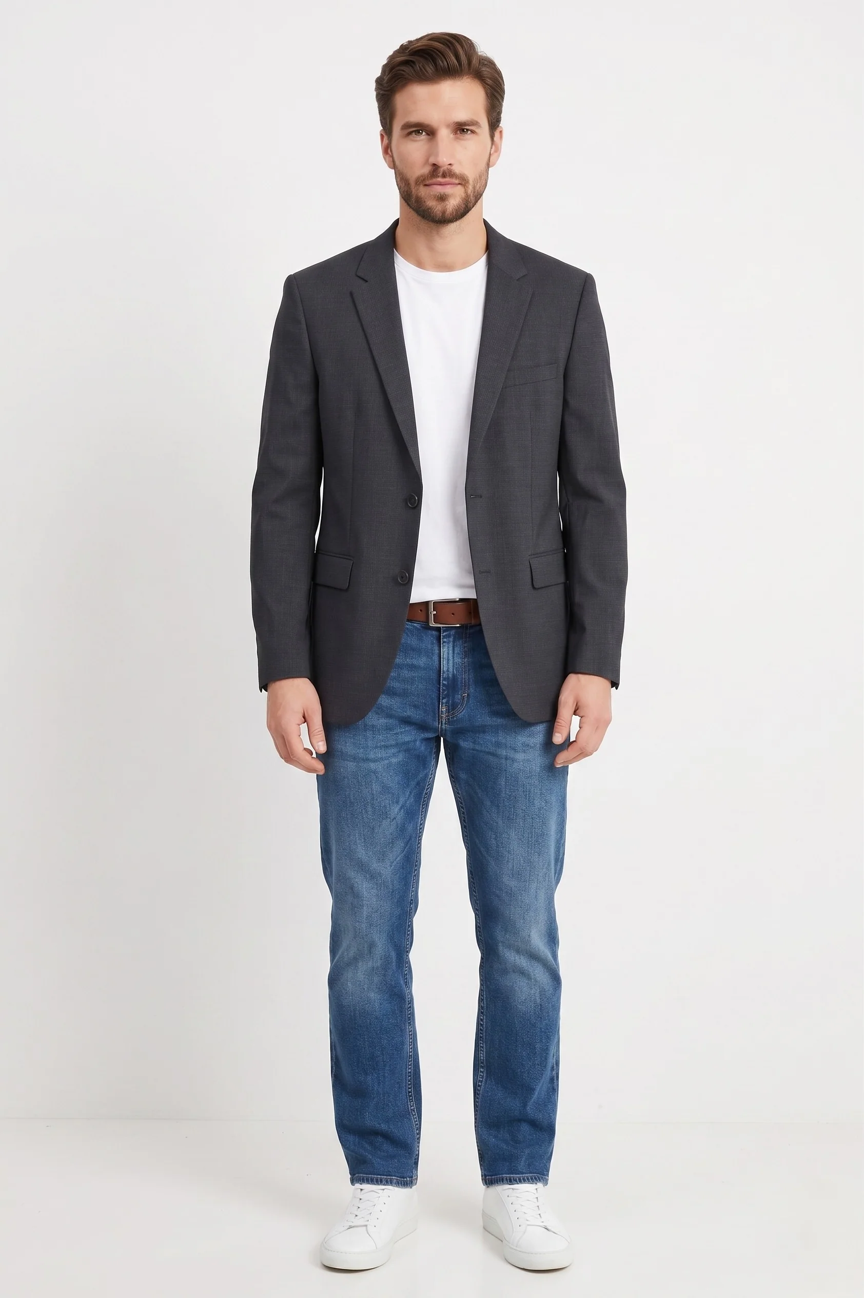 Hugo Boss Men 50 40 Blazer Navy Check REDA Wool Italy Single Breasted Jacket