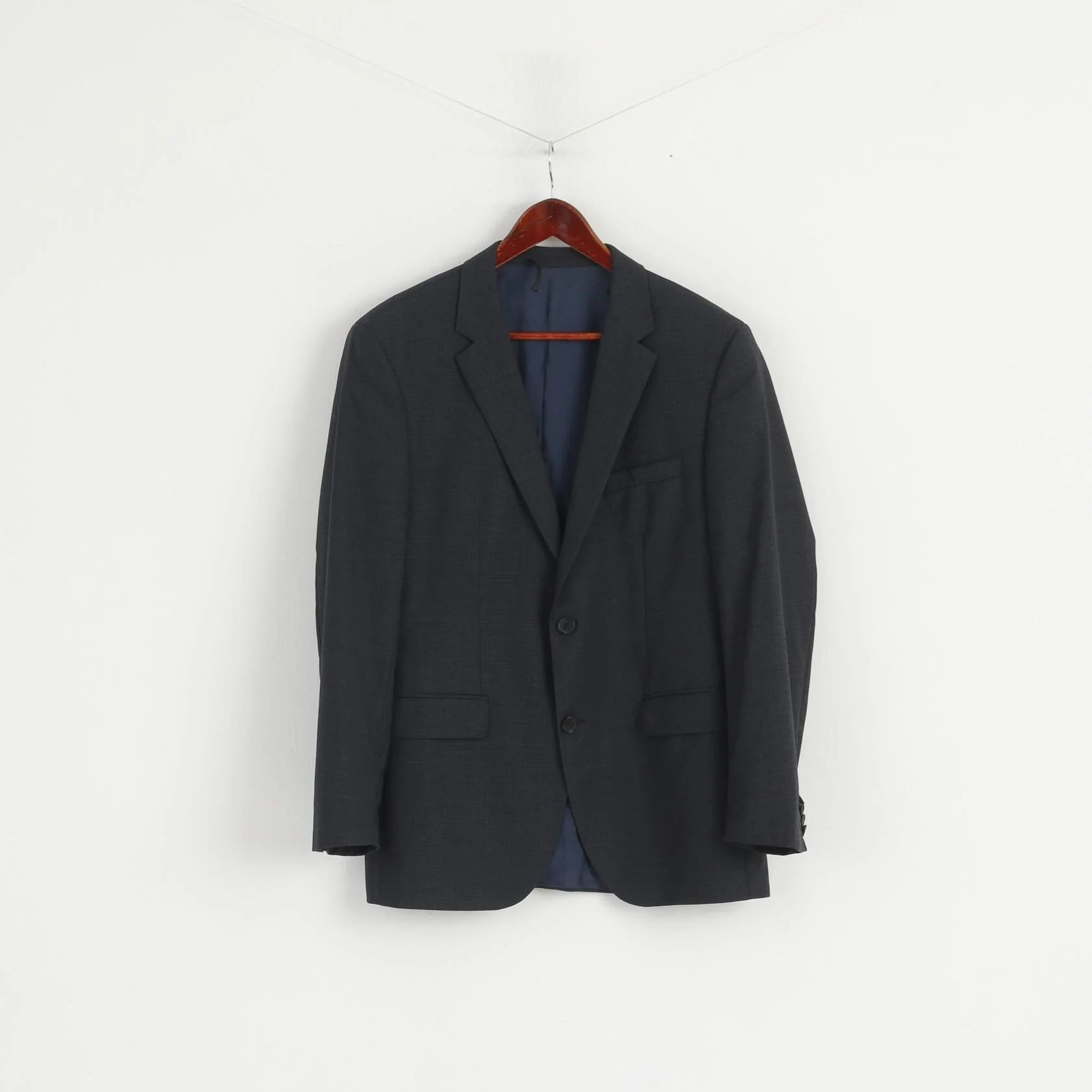 Hugo Boss Men 50 40 Blazer Navy Check REDA Wool Italy Single Breasted Jacket - Image 2