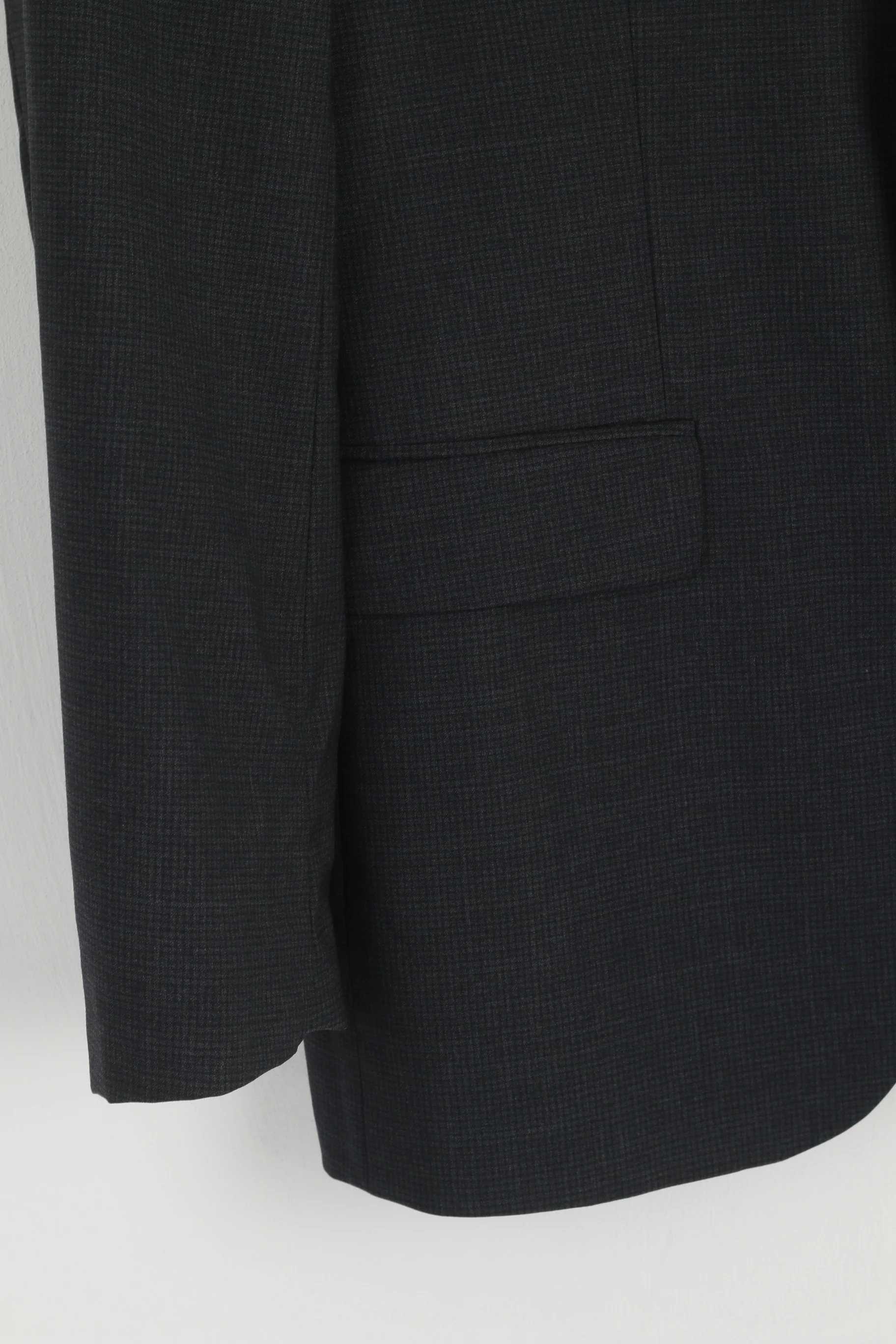 Hugo Boss Men 50 40 Blazer Navy Check REDA Wool Italy Single Breasted Jacket - Image 4