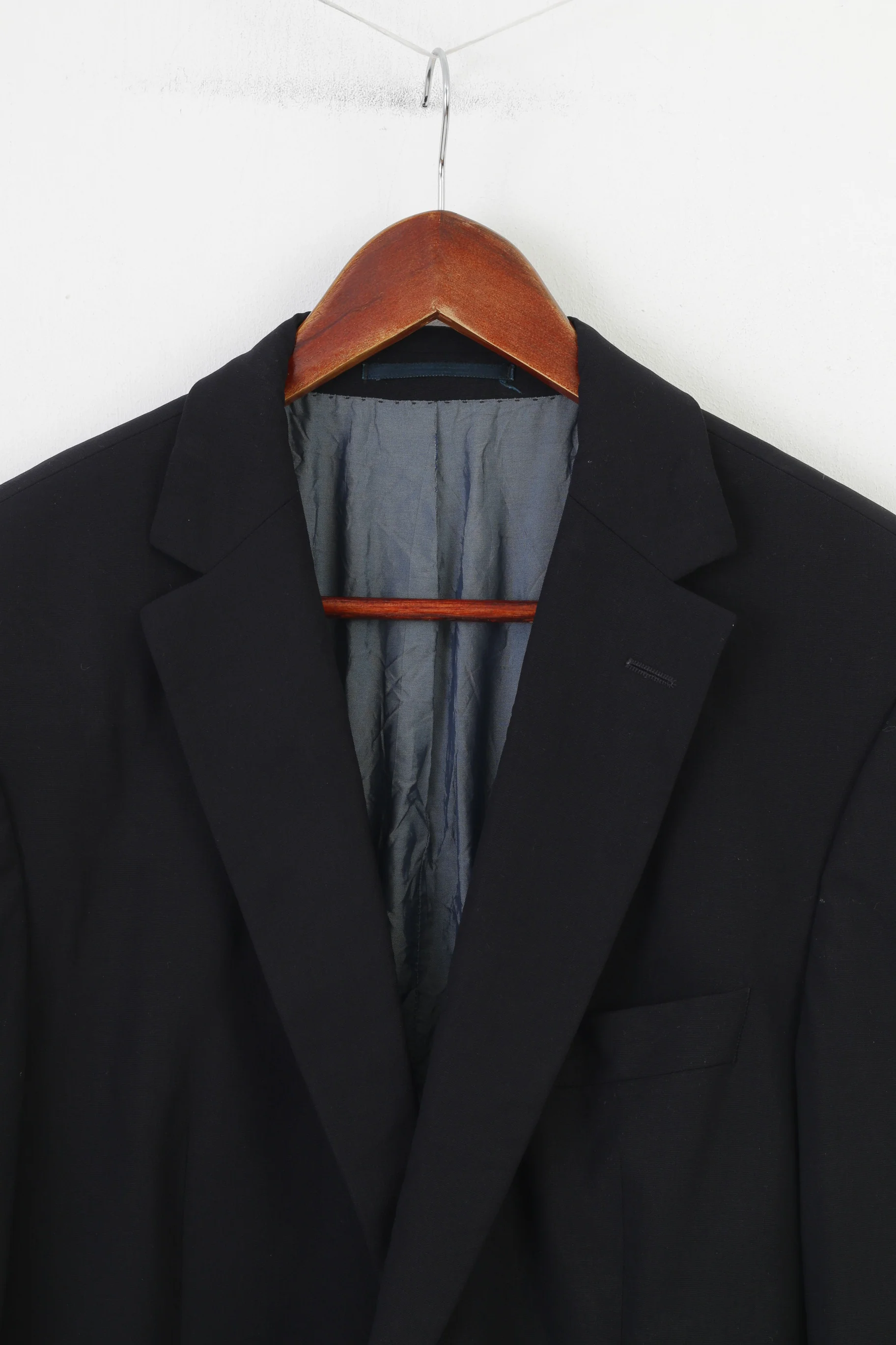 Hugo Boss Men 50 40 Blazer Navy Wool Elegant Single Breasted Vintage Bertolucci Film Jacket - Image 3