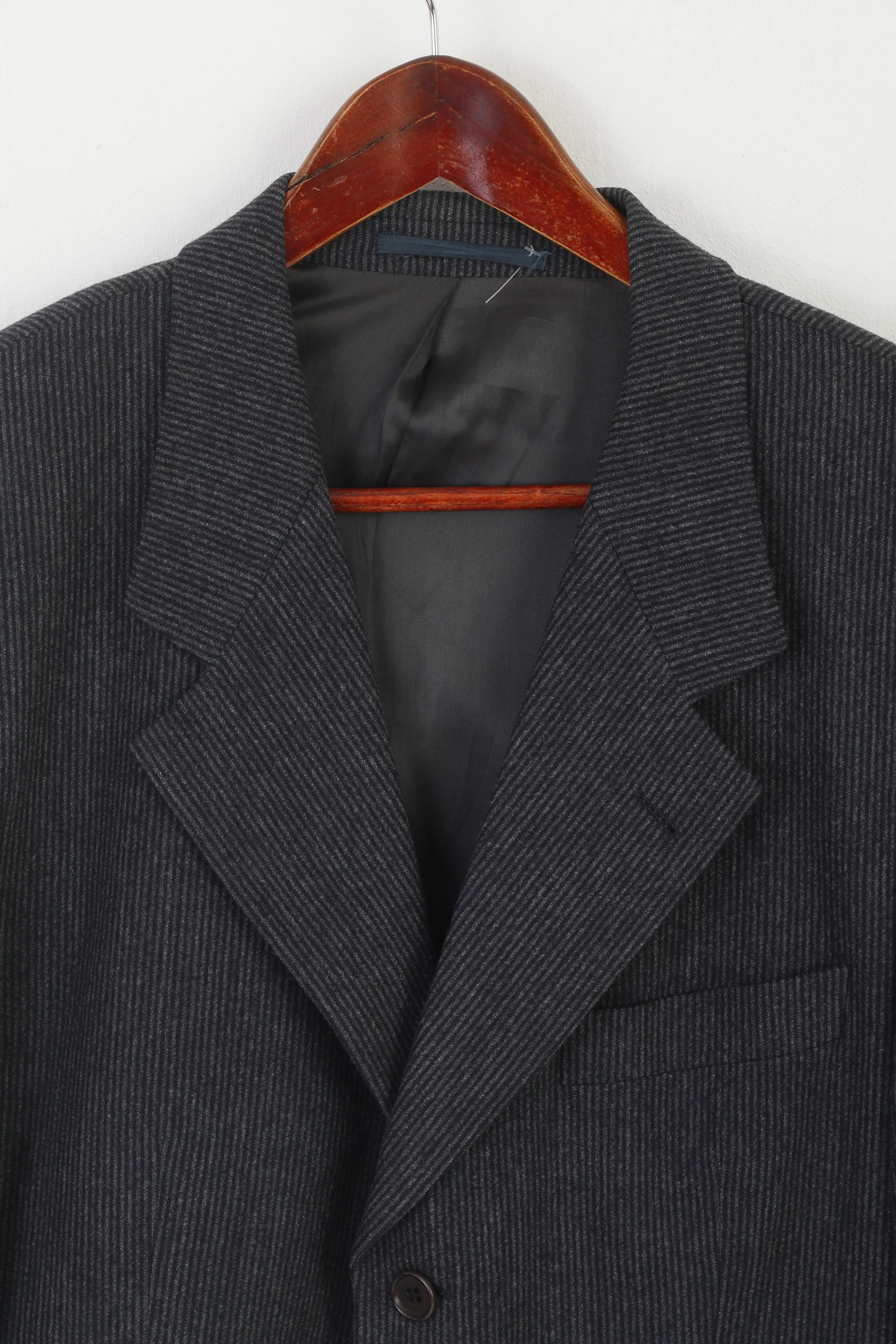 Hugo Boss Men 52 42 Blazer Navy Striped Wool Carlo Basrbera Italy Vintage Jacket - Image 3