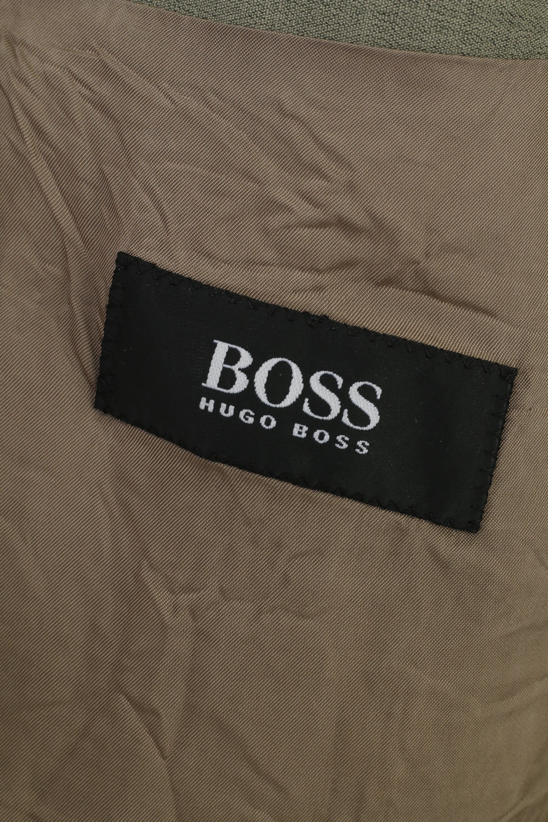 Hugo Boss Men 52 Blazer Green Wool Collar Elegant Shoulder Pads Jacket - Image 5