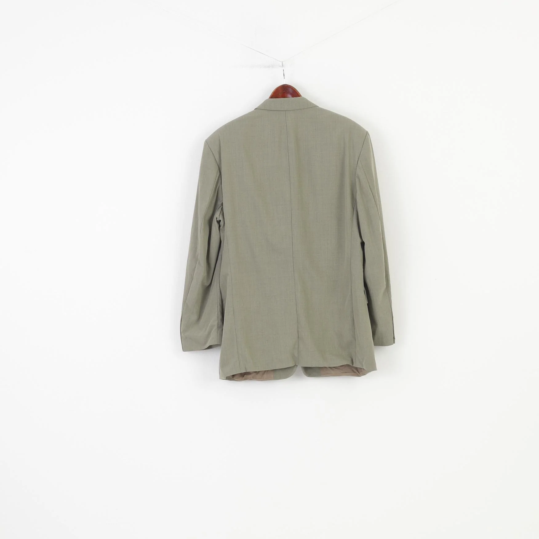 Hugo Boss Men 52 Blazer Green Wool Collar Elegant Shoulder Pads Jacket - Image 9