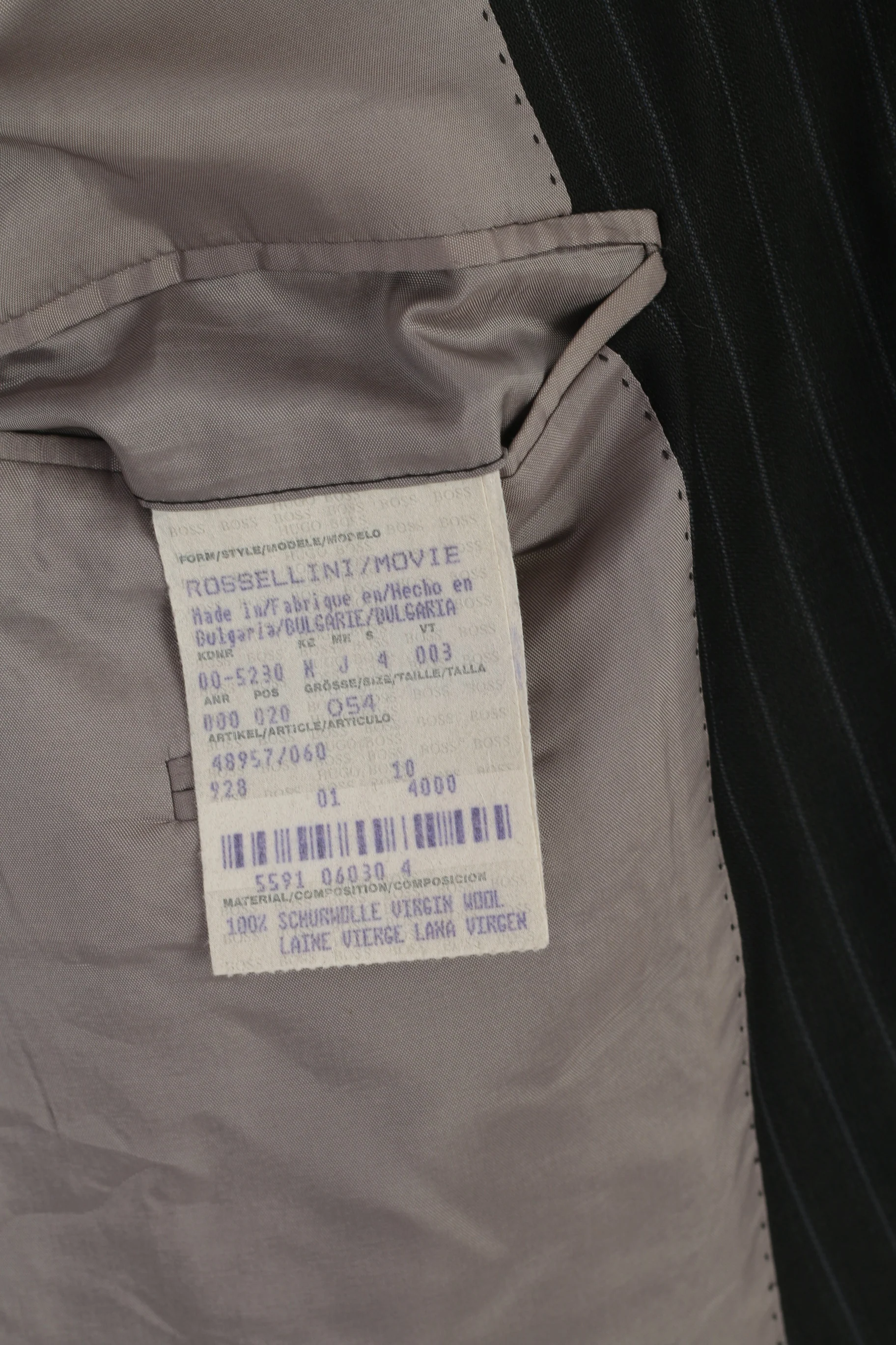 Hugo Boss Men 54 44 Blazer Black Wool Navy Striped Rossellini Single Breasted Jacket - Image 6
