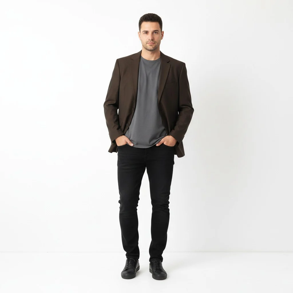 Hugo Boss Men 54 44 Blazer Brown Virgin Wool Natural Stretch Single Breasted Jacket