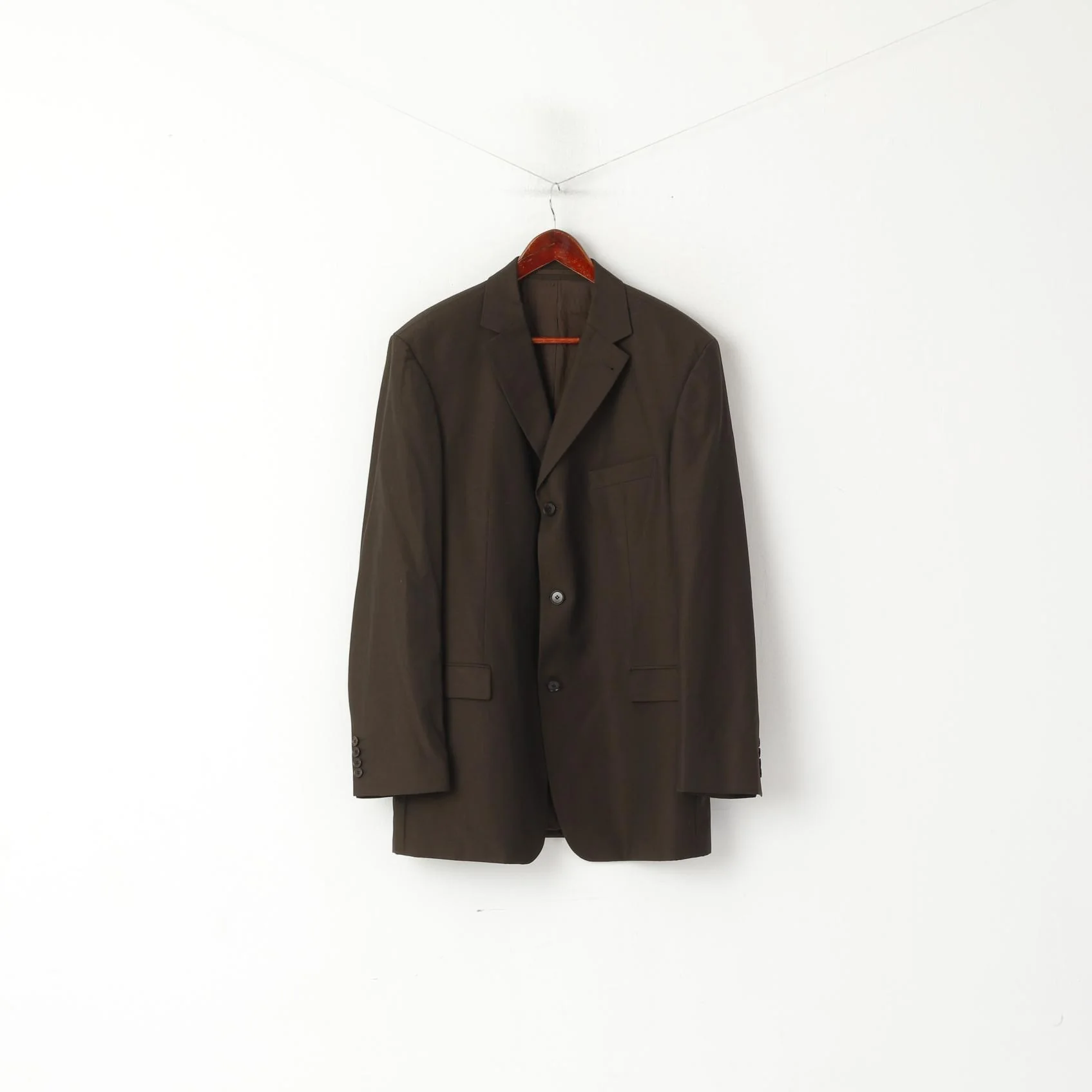 Hugo Boss Men 54 44 Blazer Brown Virgin Wool Natural Stretch Single Breasted Jacket - Image 2