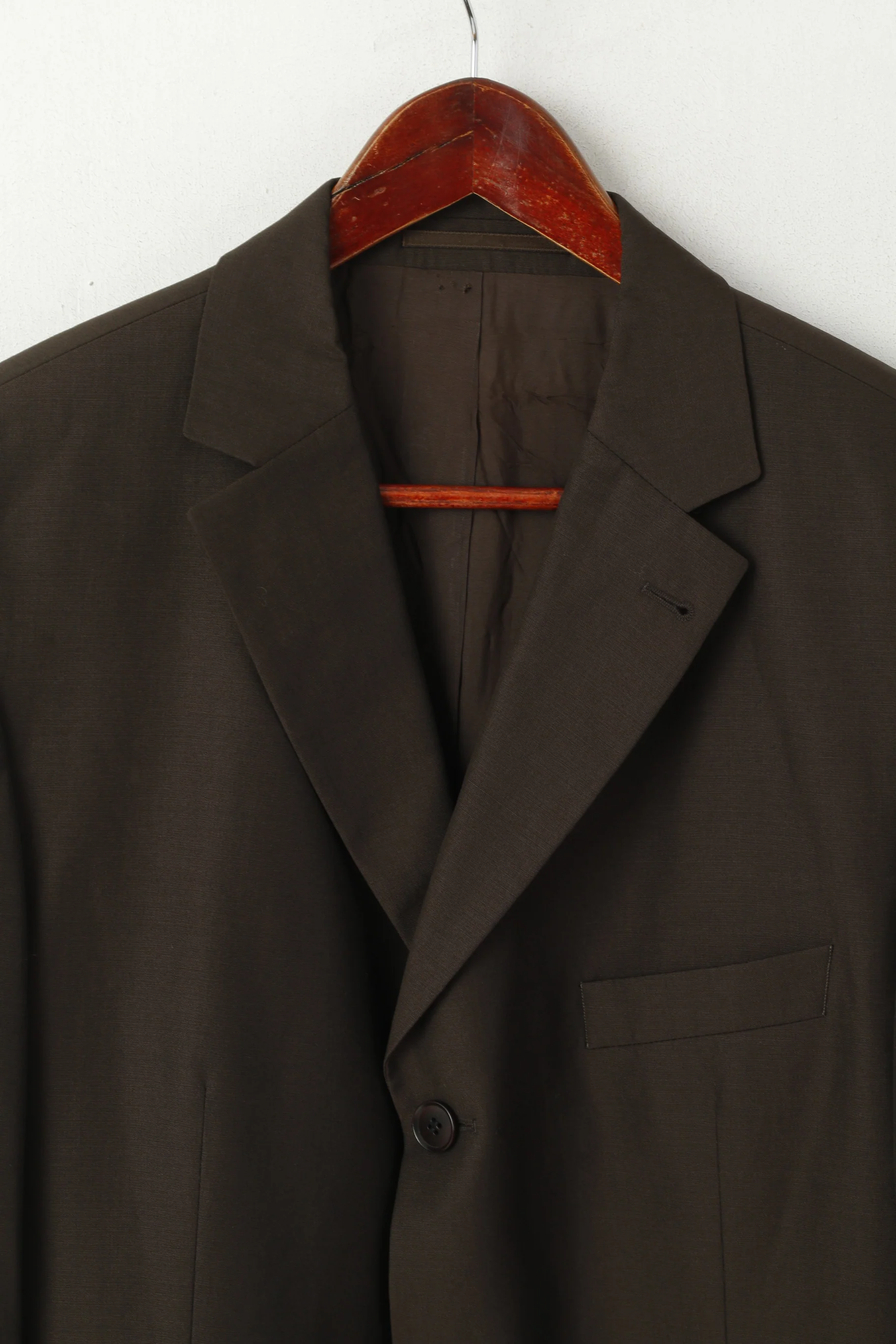 Hugo Boss Men 54 44 Blazer Brown Virgin Wool Natural Stretch Single Breasted Jacket - Image 3