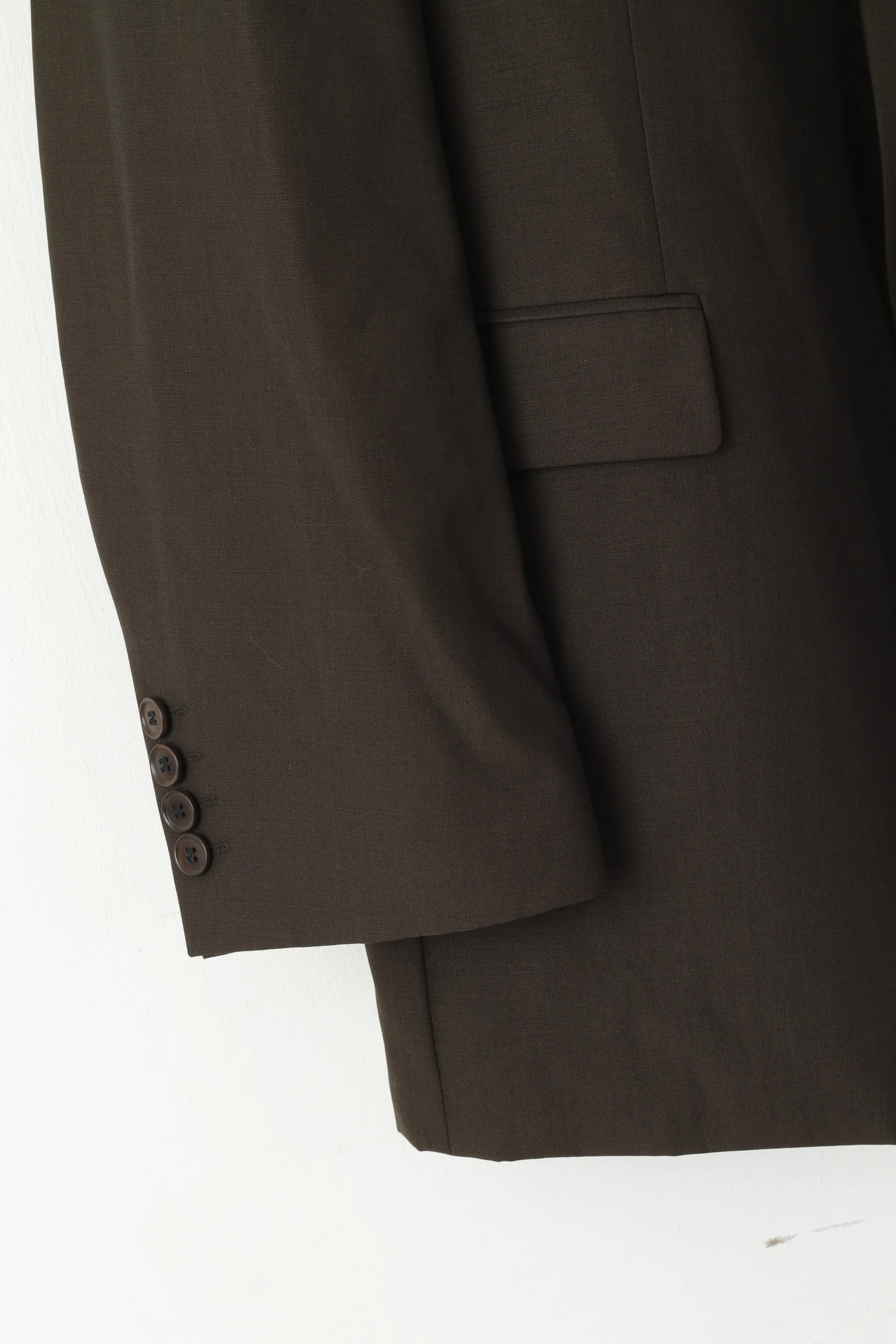Hugo Boss Men 54 44 Blazer Brown Virgin Wool Natural Stretch Single Breasted Jacket - Image 4