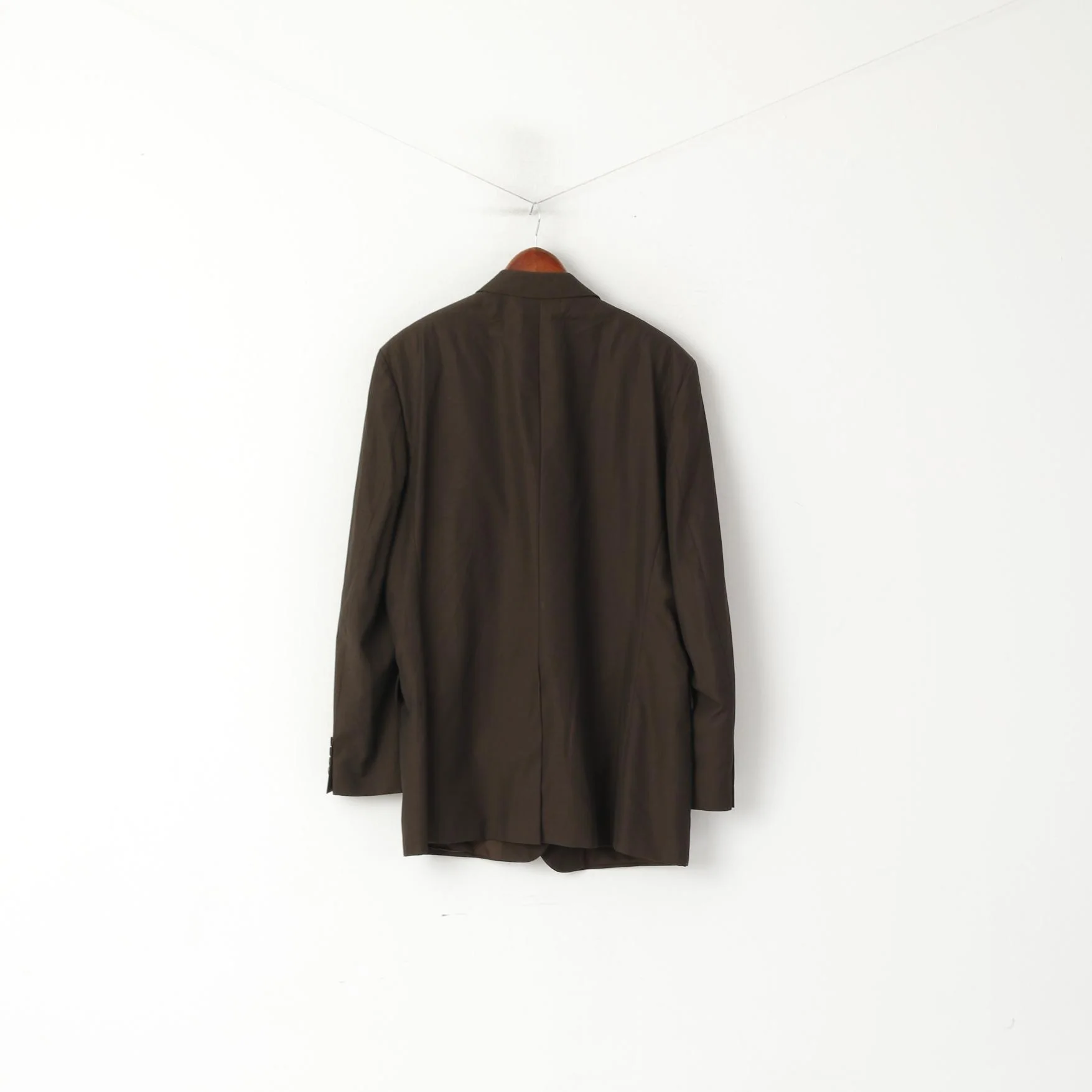 Hugo Boss Men 54 44 Blazer Brown Virgin Wool Natural Stretch Single Breasted Jacket - Image 9