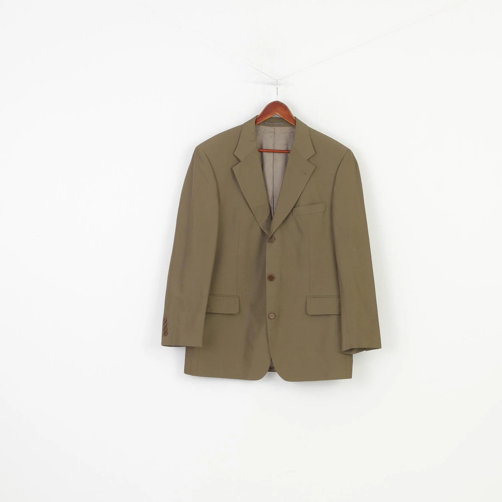 Hugo Boss Men 54 44 Blazer Green Cupro Cotton Single Breasted Classic Vintage Jacket - Image 2