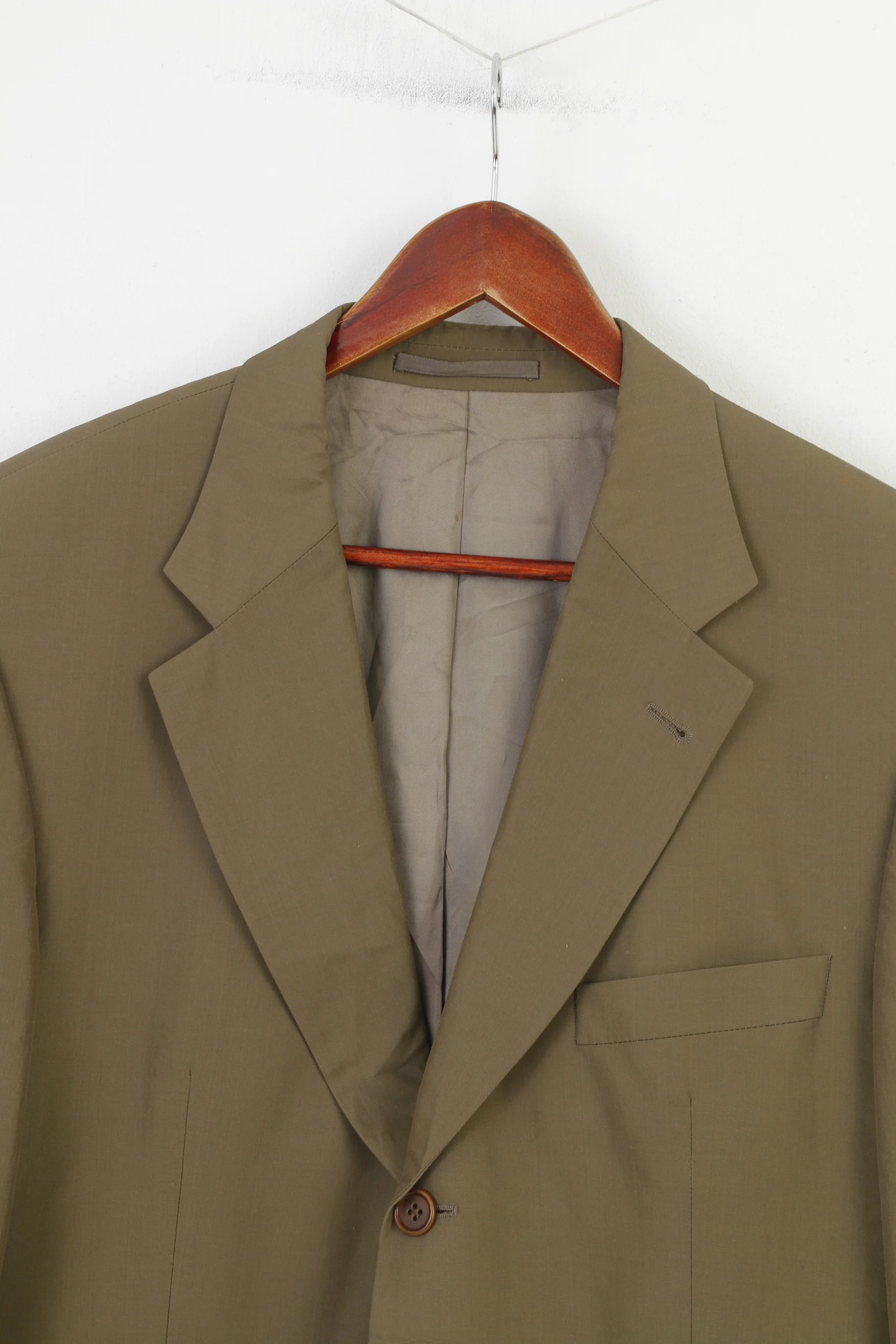 Hugo Boss Men 54 44 Blazer Green Cupro Cotton Single Breasted Classic Vintage Jacket - Image 3