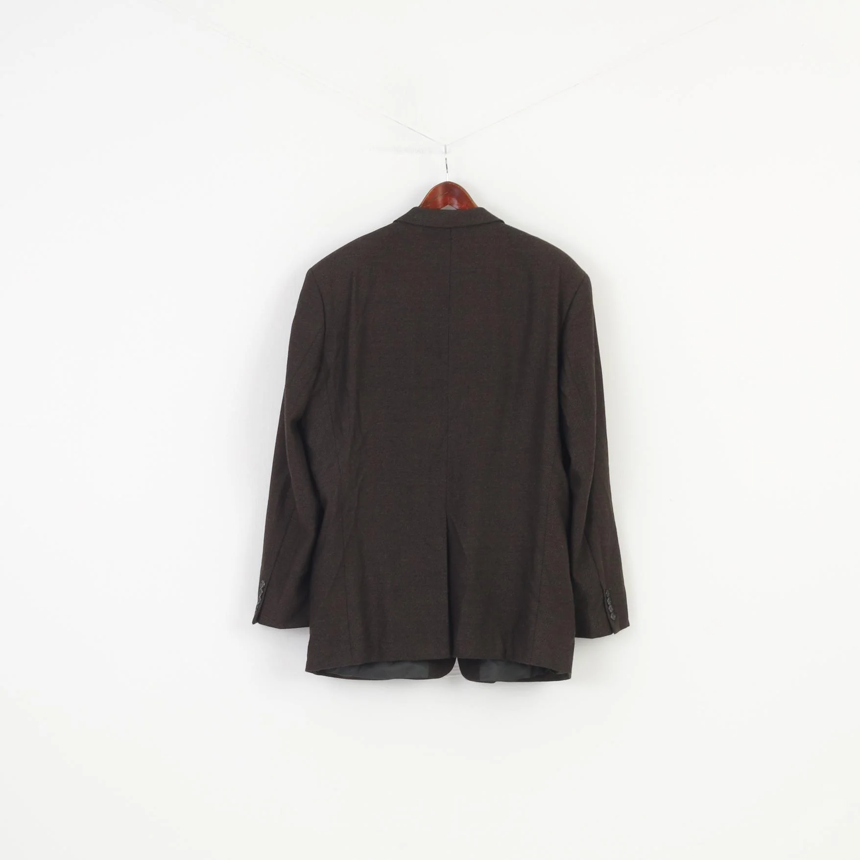 Hugo Boss Men 48 58 Blazer Vintage Wool Dark Brown Single Breasted Jacket Top - Image 6
