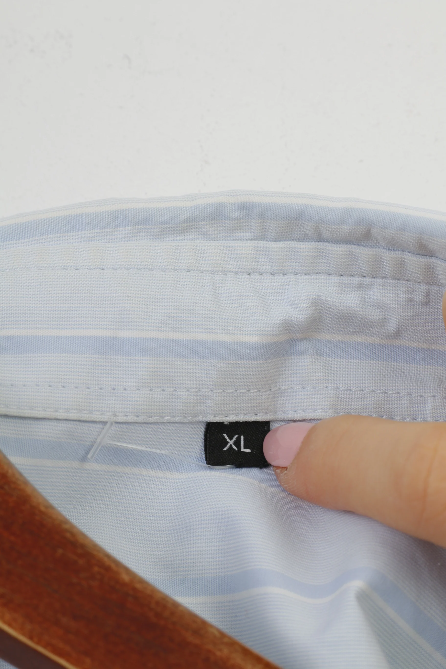Hugo Boss Men XL Casual Shirt Striped Blue Collar Cotton Short Sleeve Top - Image 5