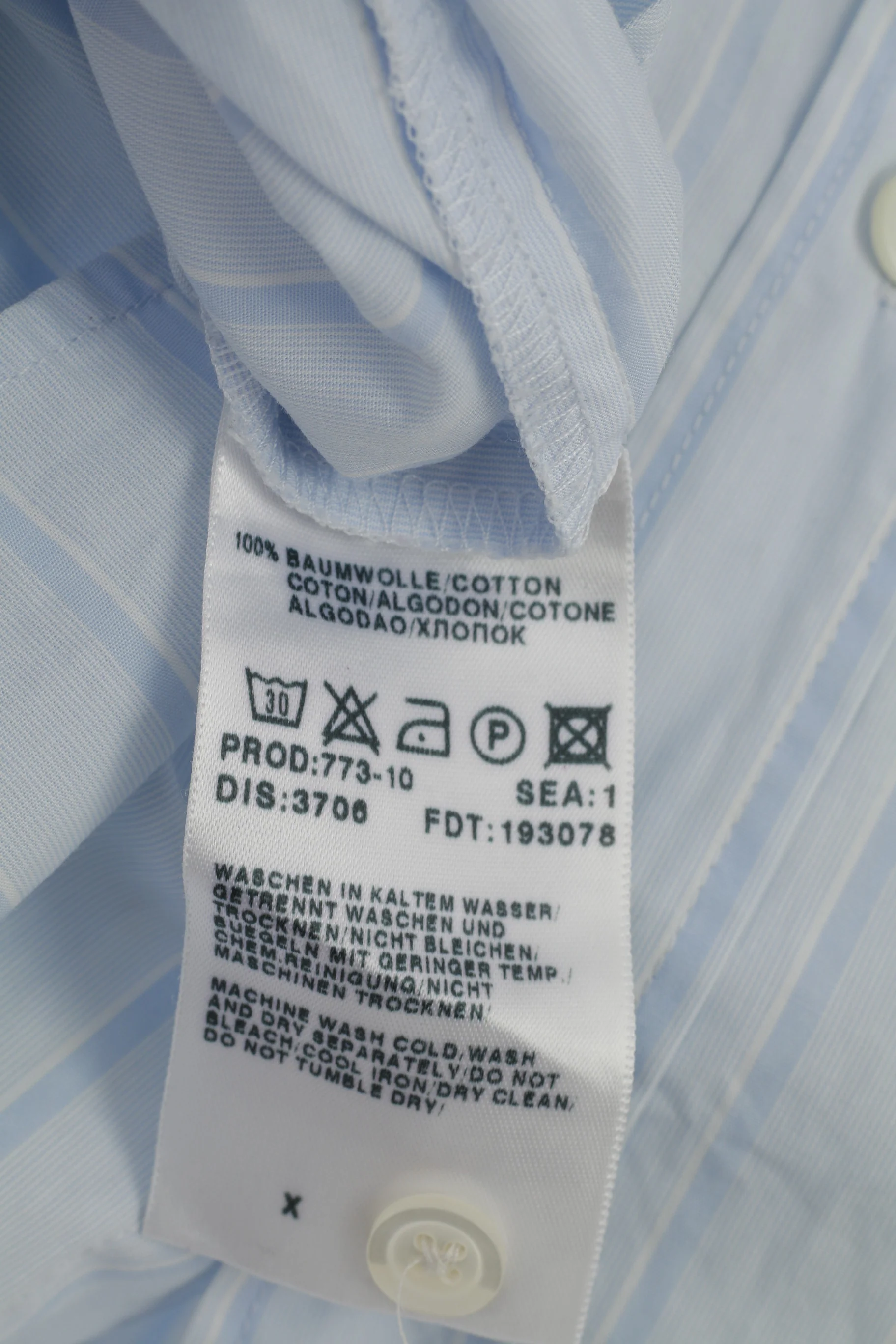 Hugo Boss Men XL Casual Shirt Striped Blue Collar Cotton Short Sleeve Top - Image 6