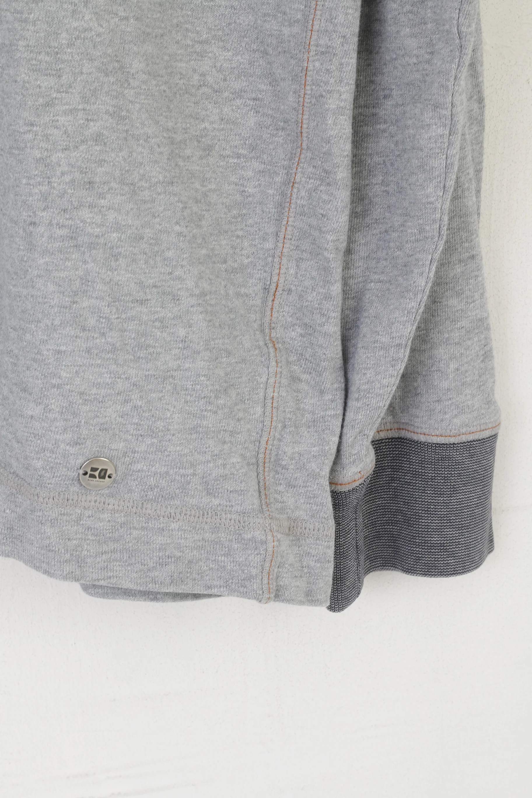Hugo Boss Orange Men XL Polo Shirt Gray Cotton Long Sleeve Detailed Buttons Top - Image 4