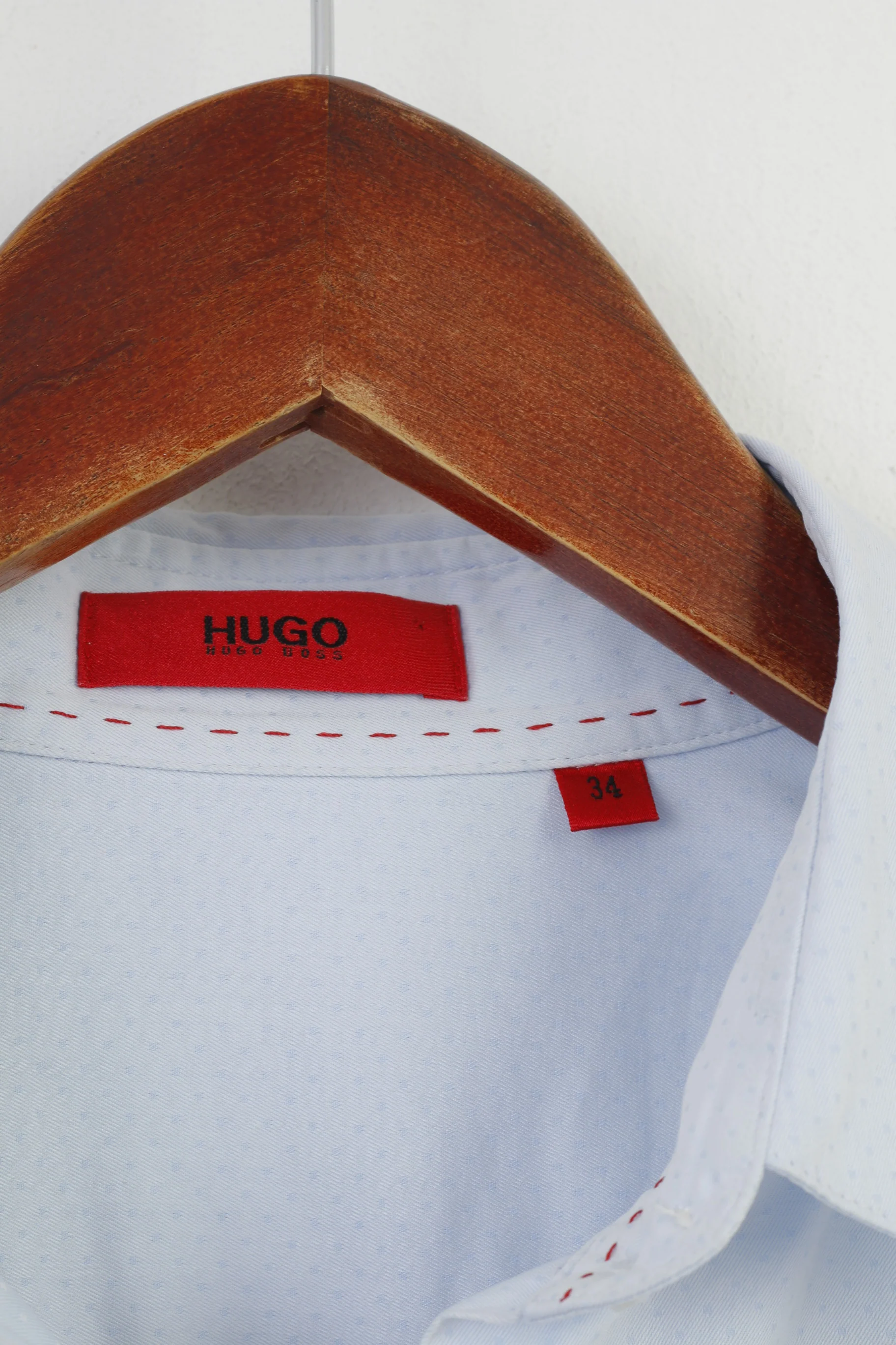 Hugo boss Woman 34 XS Casual Shirt Blue Small Dots Long Sleeve Collar Cotton Classic Top - Image 4