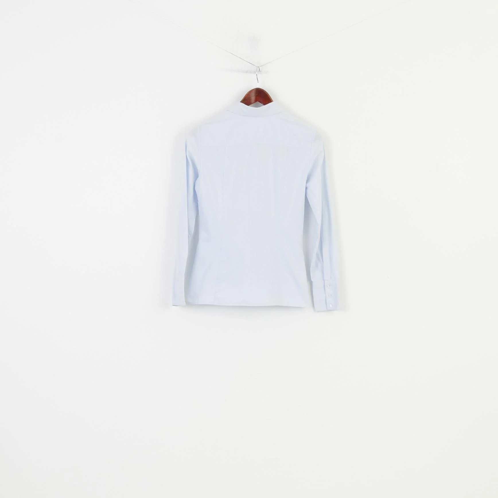 Hugo boss Woman 34 XS Casual Shirt Blue Small Dots Long Sleeve Collar Cotton Classic Top - Image 6