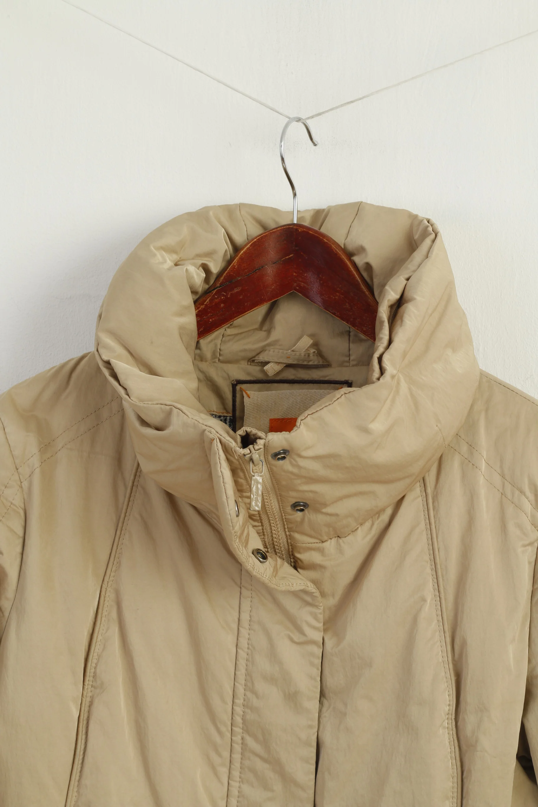 Hugo Boss Women 8 36 S Jacket Gold Shiny Real Down Padded Zip Up Casual Top - Image 3